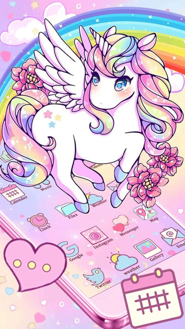 magical unicorn, pastel-winged unicorn, rainbow mane, HD Phone Wallpaper