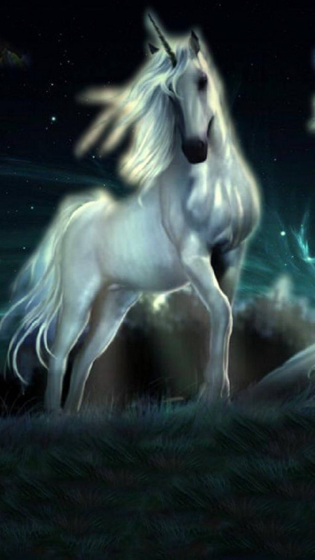 glowing white galaxy unicorn, white unicorn, glowing horn, HD Phone Wallpaper