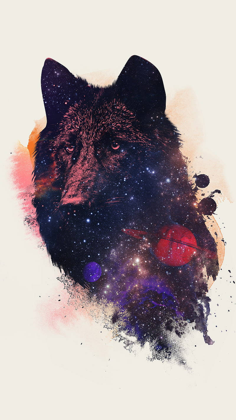 Galaxy wolf, cosmic stars, nebulae, HD Phone Wallpaper