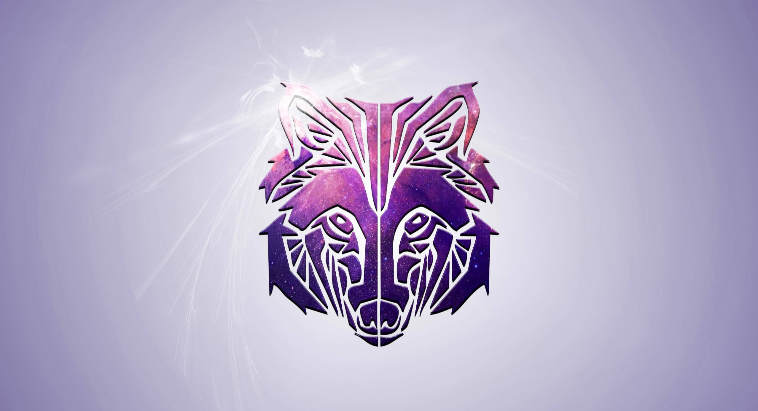 Galaxy Wolf, purple galaxy pattern, geometric wolf head, Full HD Desktop Wallpaper