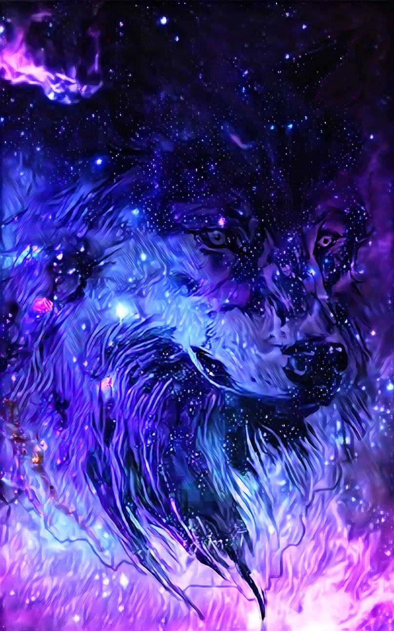 Purple Galaxy Wolf, cosmic nebulae, electric purples, HD Phone Wallpaper