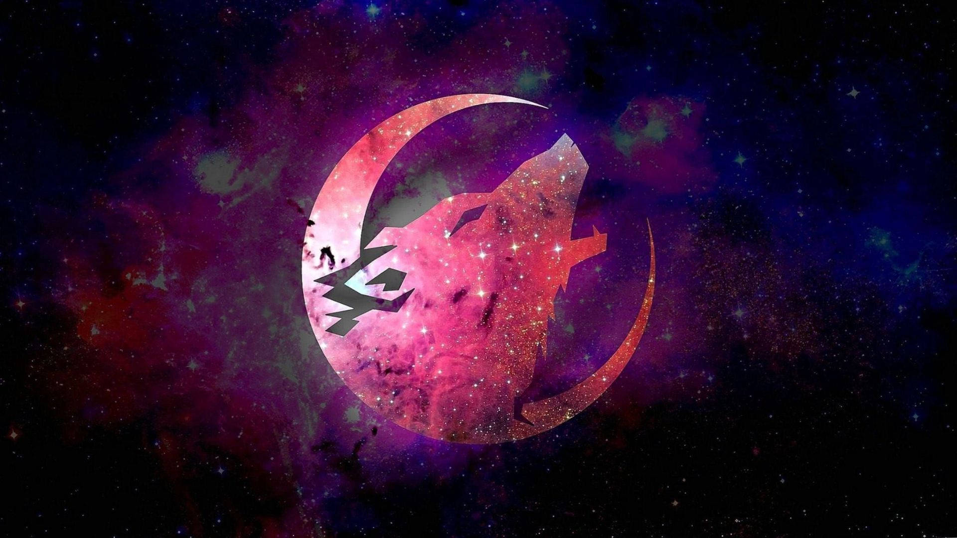 screaming wolf, cute galaxy, glowing pink wolf, Full HD Desktop Wallpaper