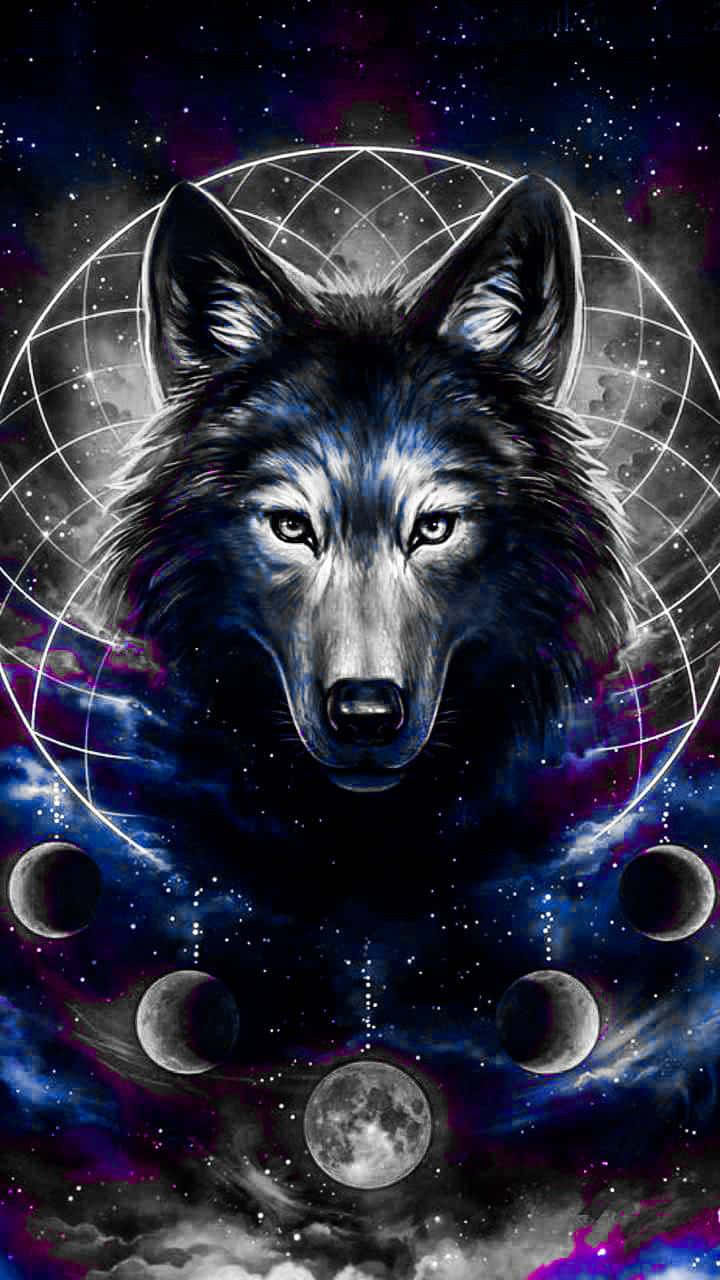 Galaxy Wolves, wolves, night sky, HD Phone Wallpaper