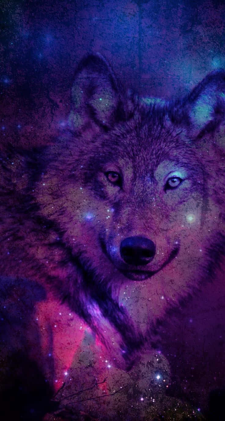 Galaxy Wolves, cosmic nebula, purple pink and blue starlight, HD Phone Wallpaper
