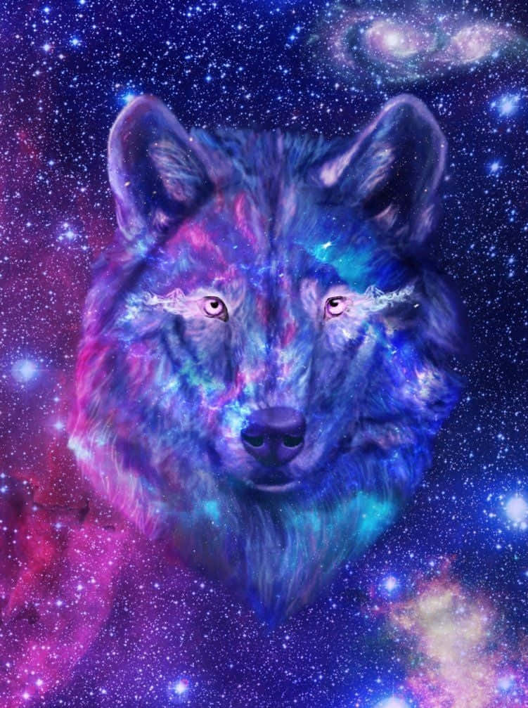 Galaxy Wolves, starry night sky, swirling galaxy, SD Phone Wallpaper