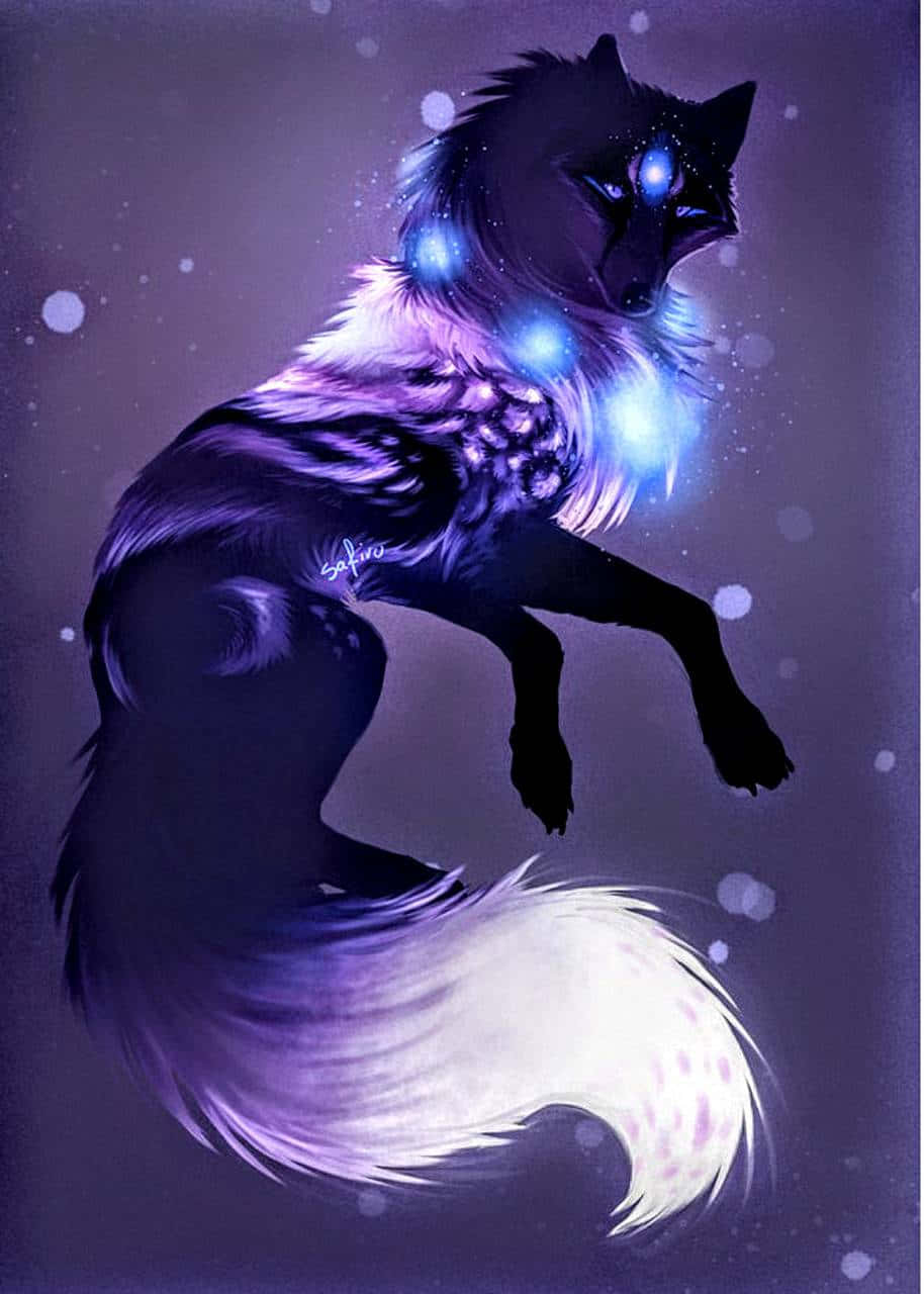 Galaxy Wolves, glowing blue eyes, cosmic fur, HD Phone Wallpaper