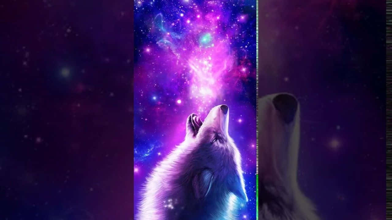 Galaxy Wolves, white wolf, cosmic nebula, HD Desktop Wallpaper