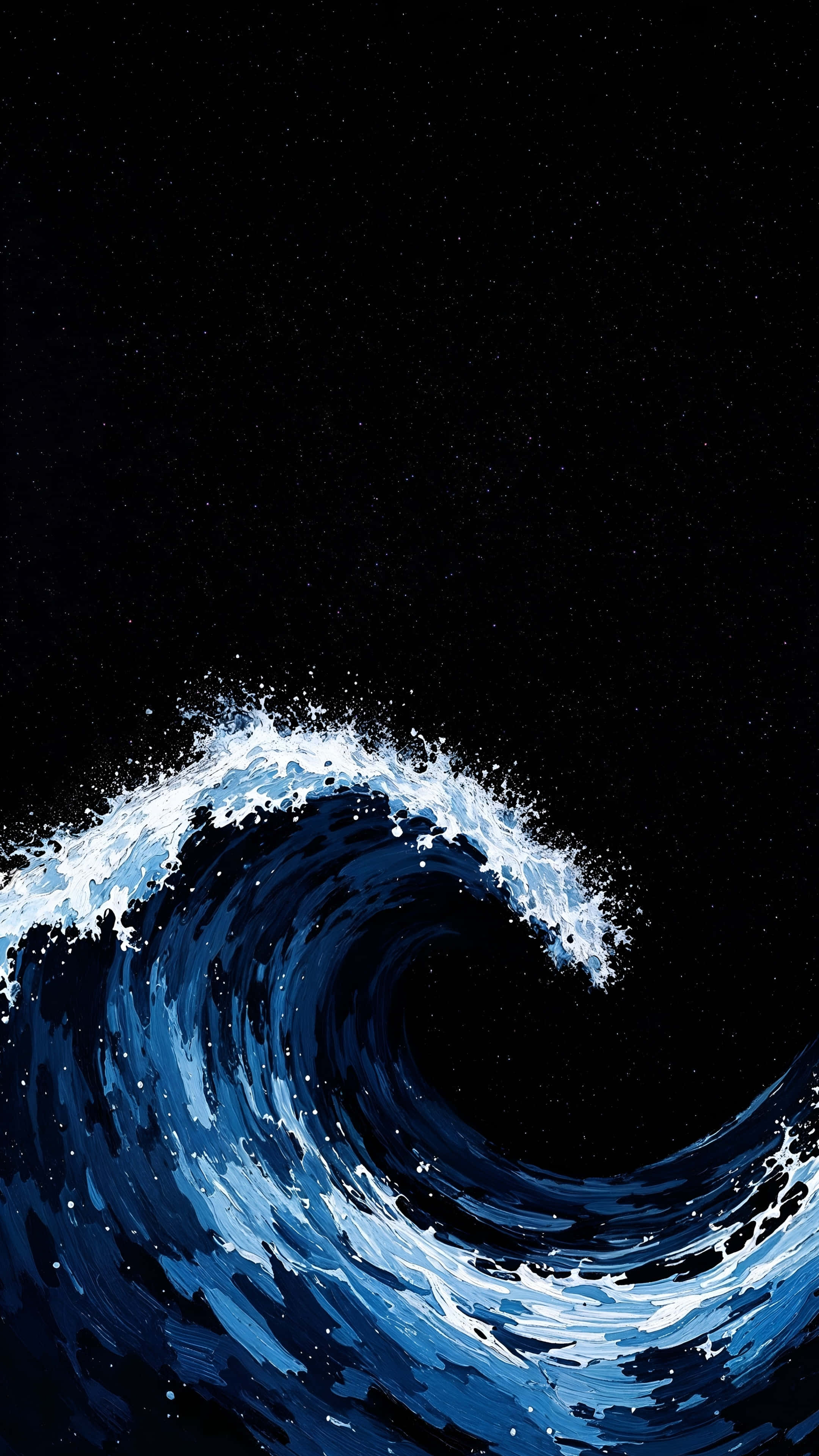 Galaxy Z Flip 7, blue wave, starry black sky, 4K Phone Wallpaper