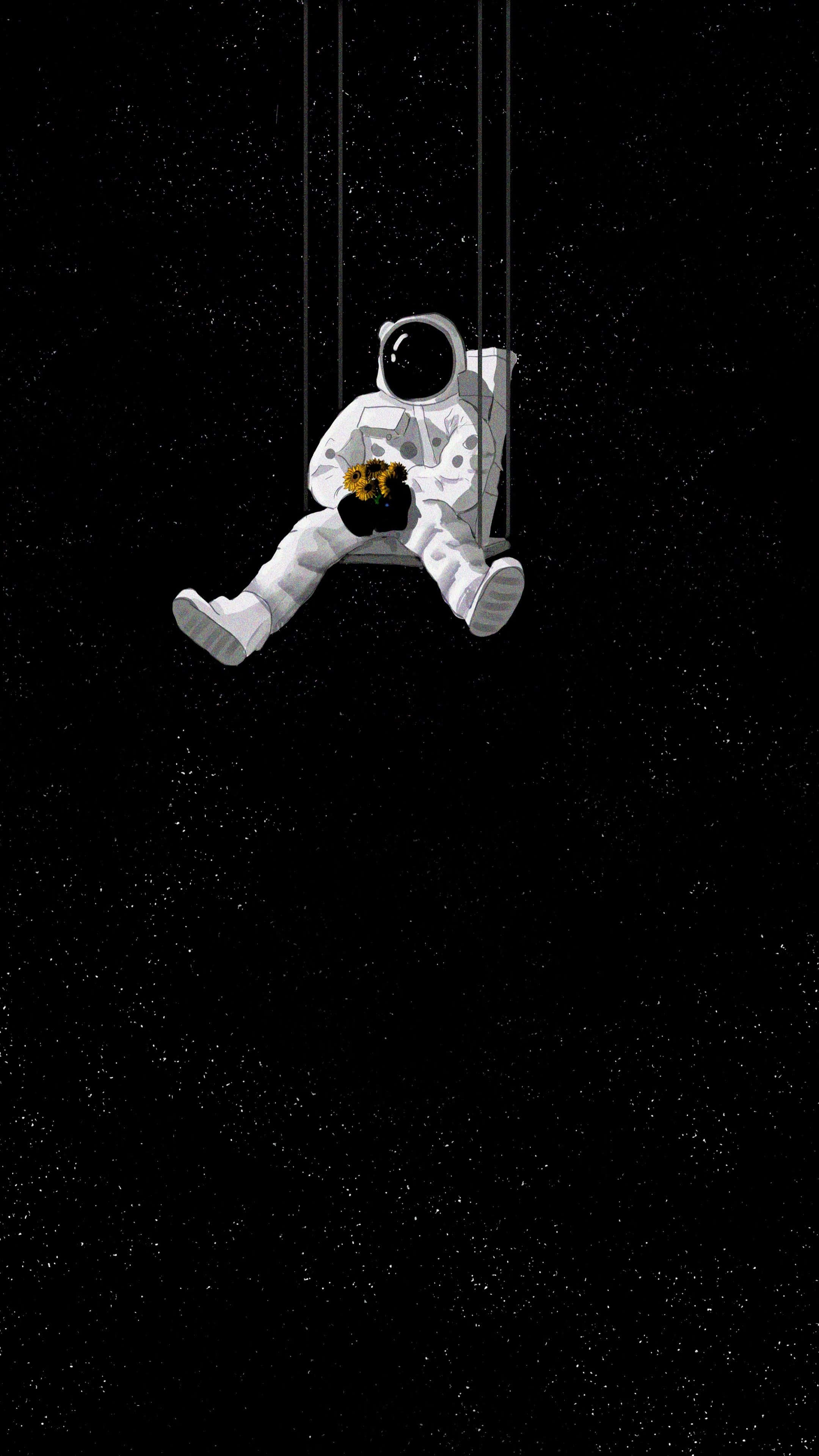 Galaxy Z Flip 7, astronaut, sunflower, 4K Phone Wallpaper
