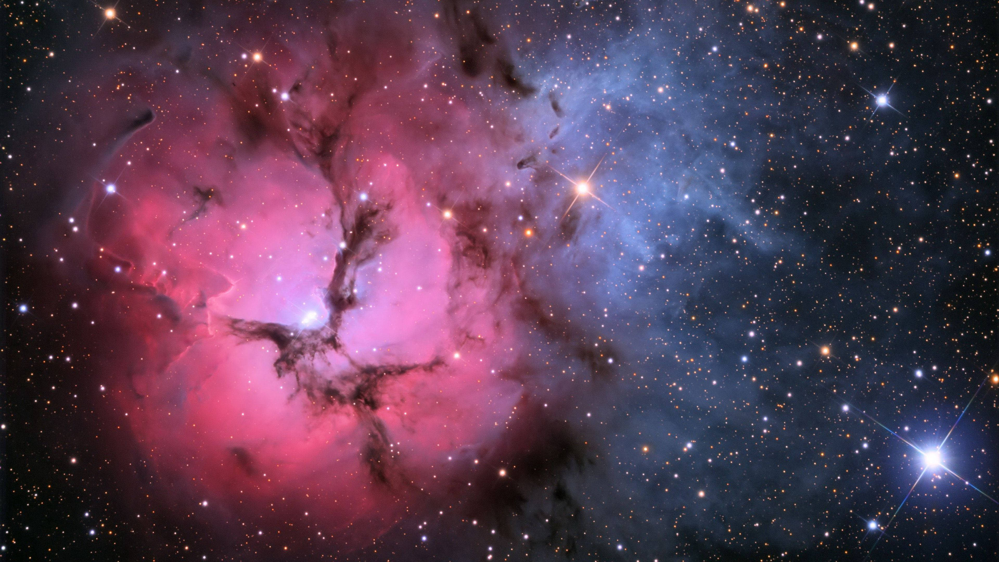 pink and purple galaxy, vibrant cosmic nebula, pink and blue clouds, 4K Desktop Wallpaper