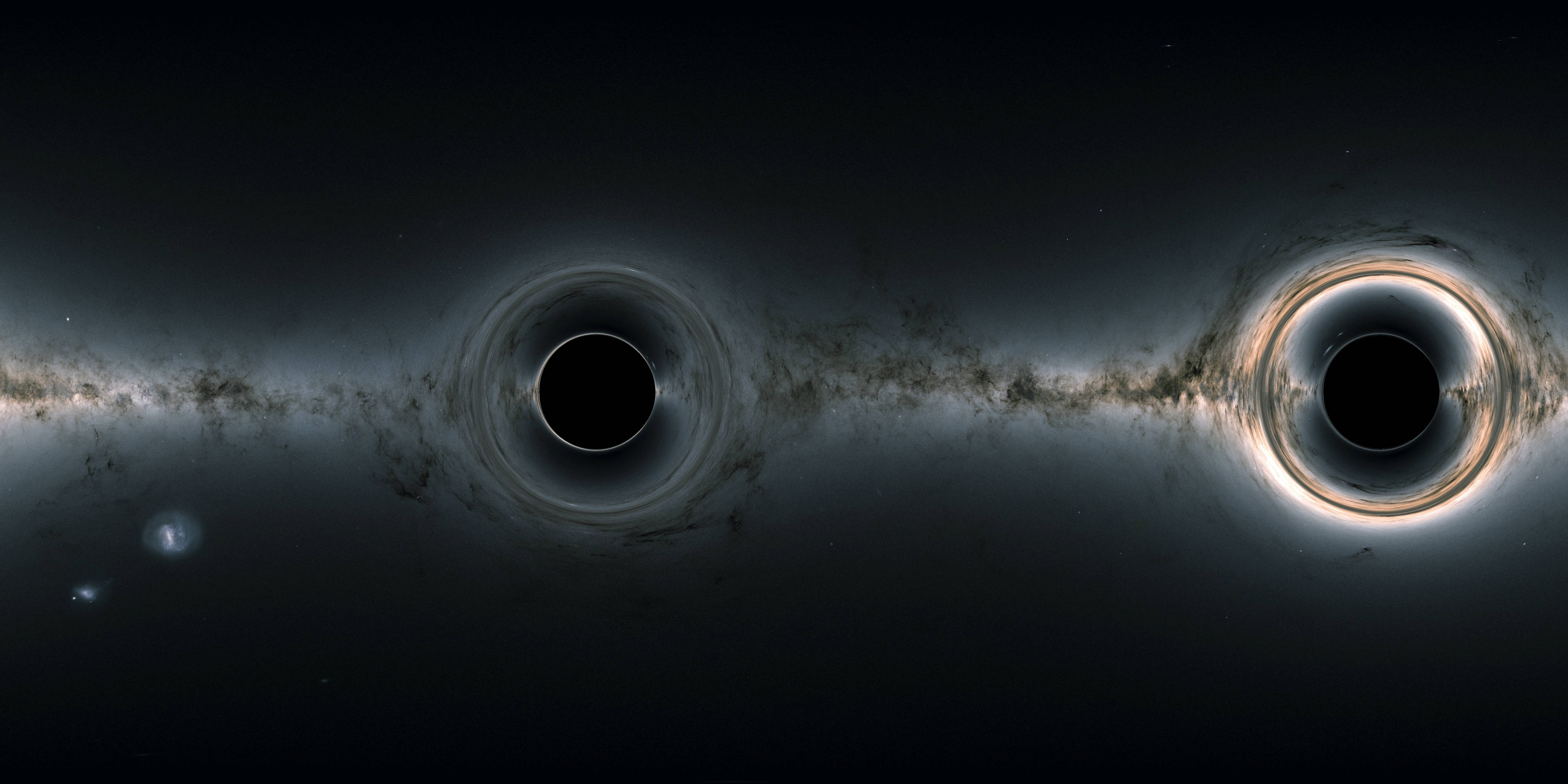 Two 4K Black Hole, black holes, glowing accretion disks, 4K Desktop Wallpaper