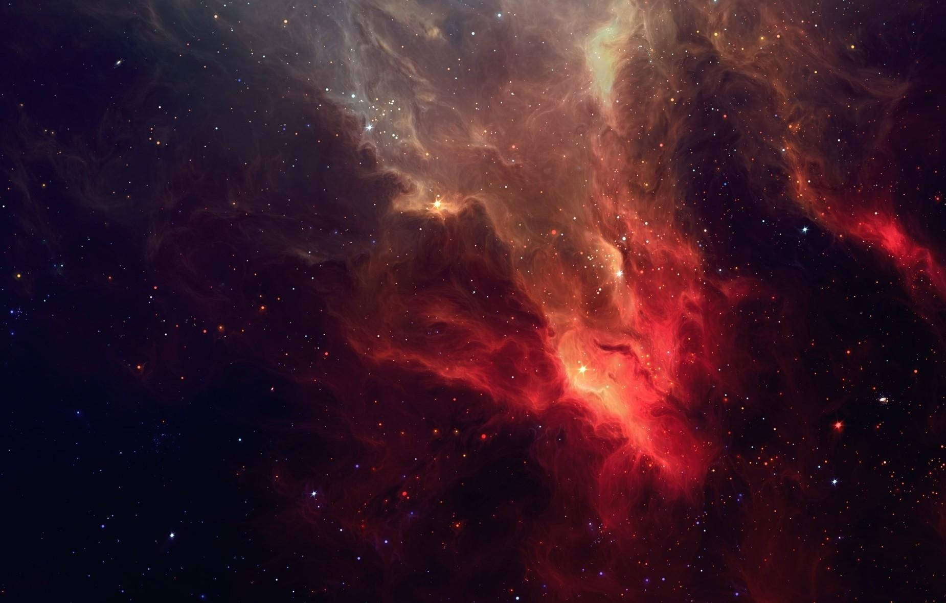 red galaxy nebula, outer space, vibrant red, HD Desktop Wallpaper