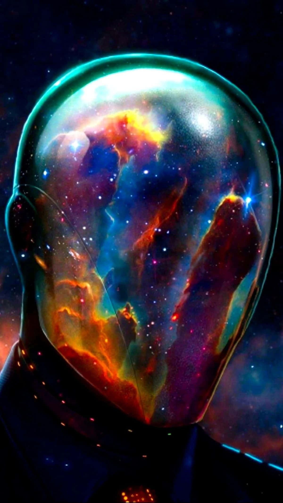 Reflective Mask, galaxy, colorful, Full HD Phone Wallpaper