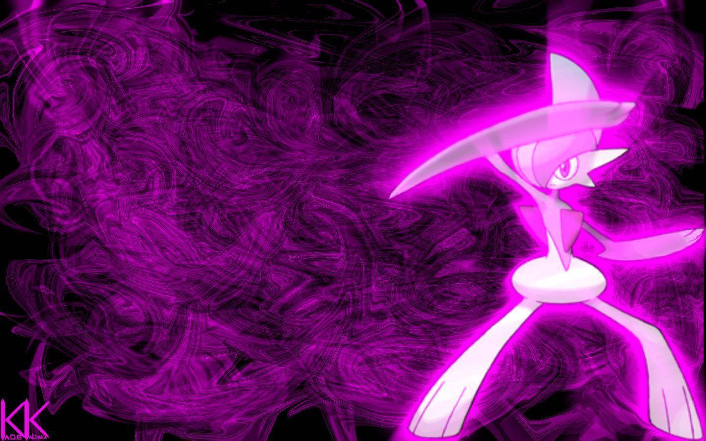Pink Gallade, glowing pink and white, anime-style, HD Desktop Wallpaper