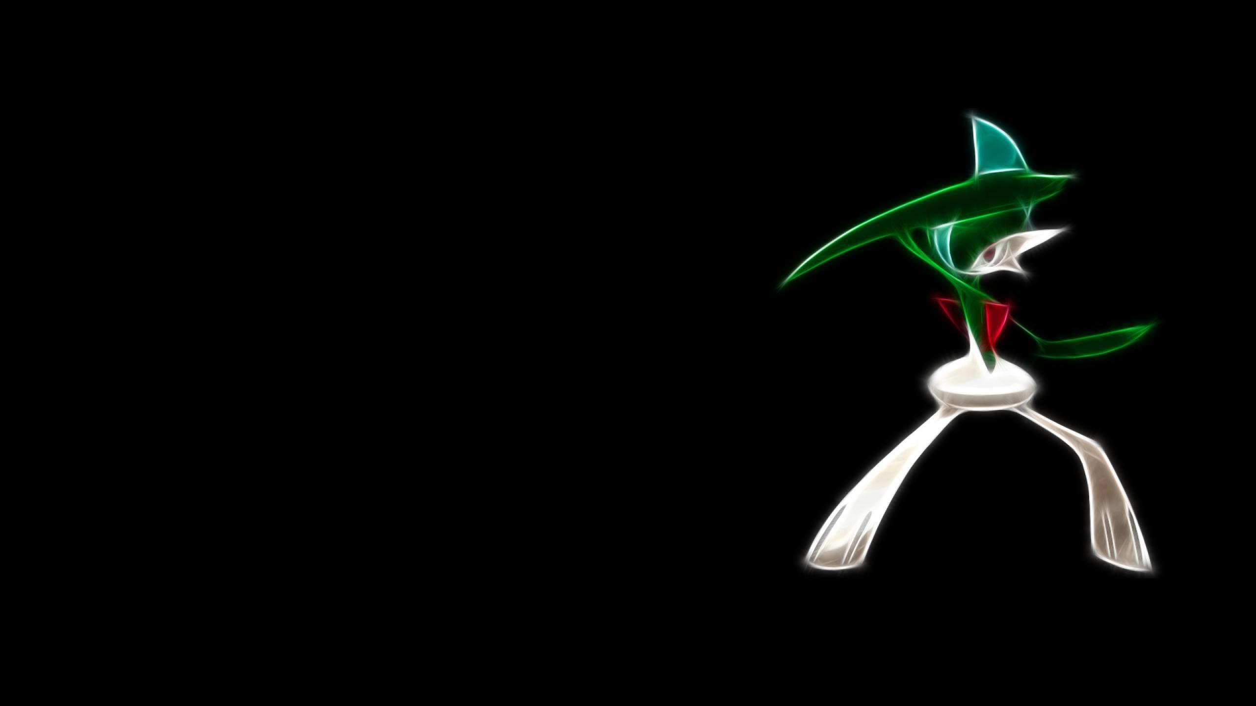 Gallade, glowing green, white, 2K Desktop Wallpaper