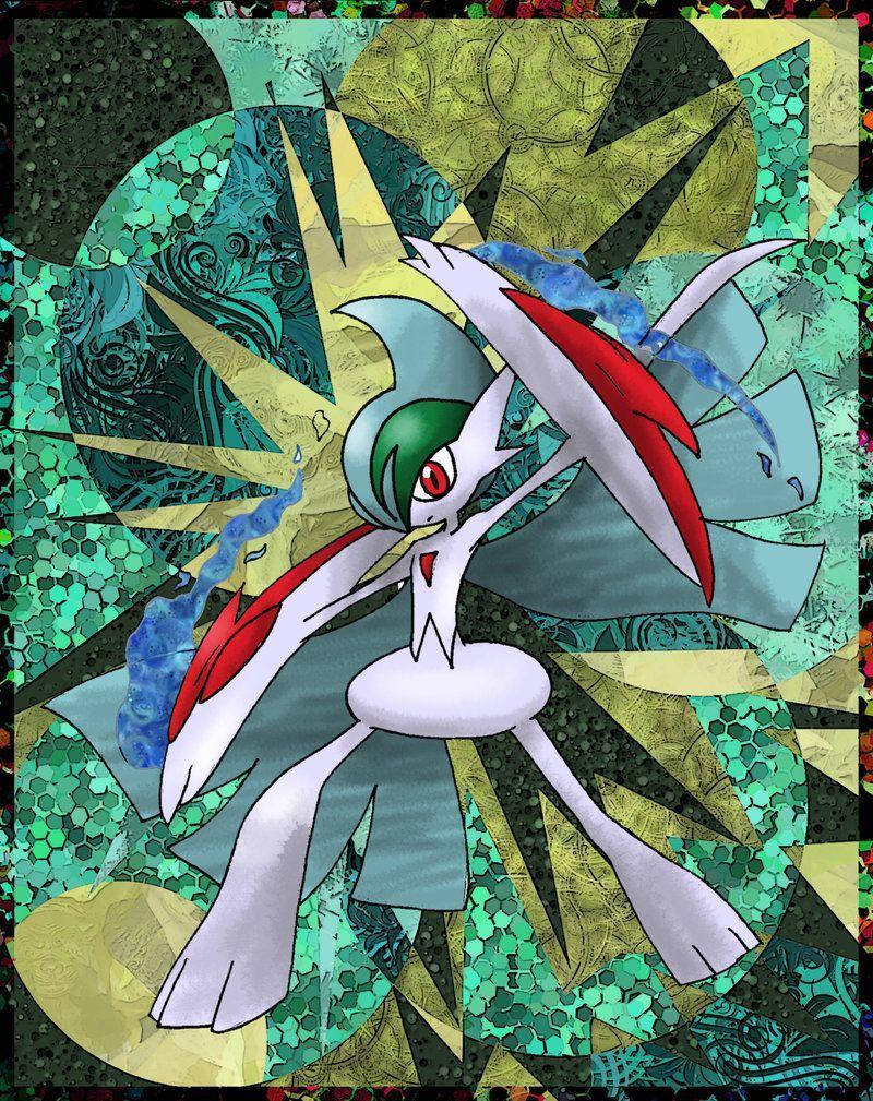Gallade, green hair, red wings, SD Phone Wallpaper
