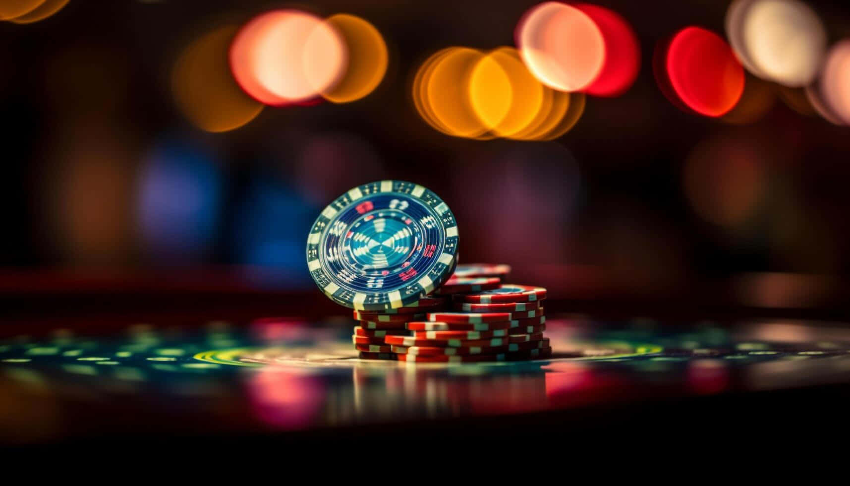 blue poker chip, red chips, casino table, HD Desktop Wallpaper