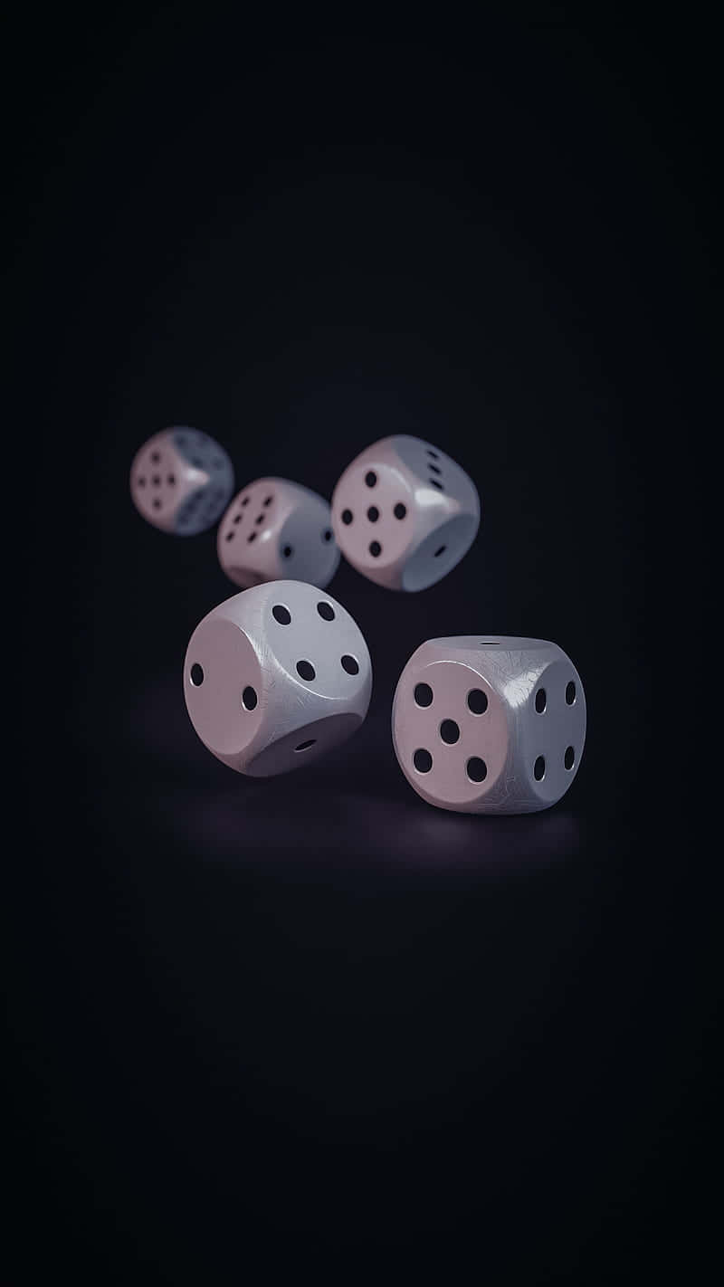 floating dice, metallic dice, deep black background, HD Phone Wallpaper