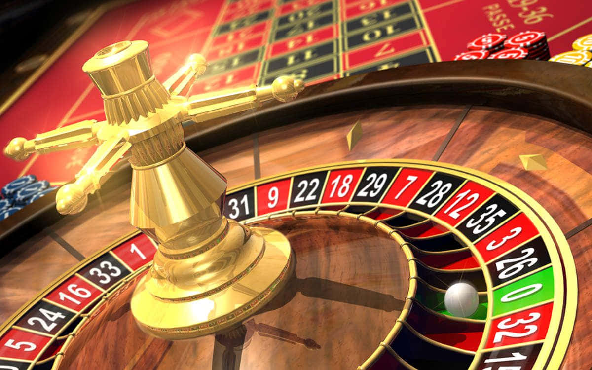 roulette wheel, golden ball, green zero pocket, SD Desktop Wallpaper
