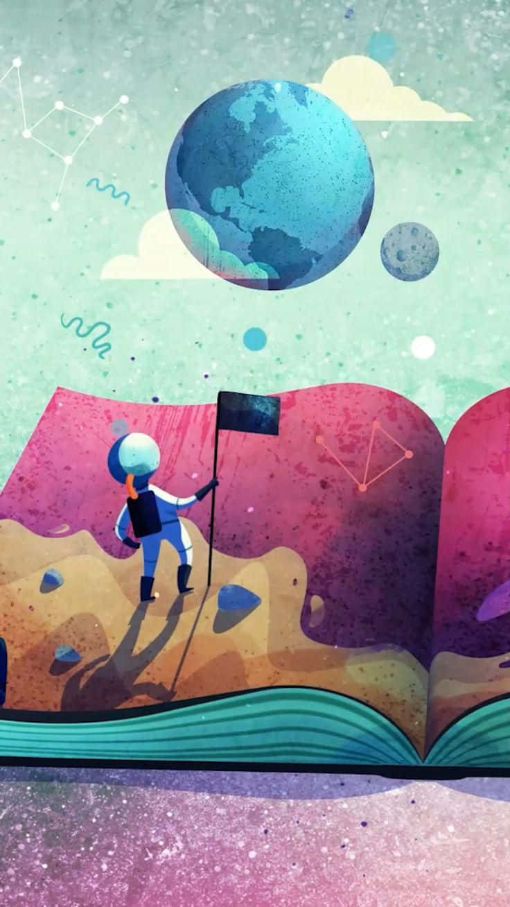 astronaut, cosmic page, giant blue planet, HD Phone Wallpaper