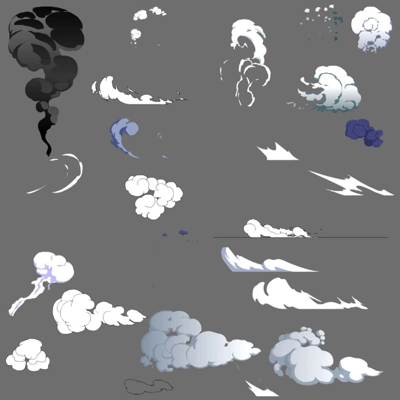 game animation, stylized cartoon clouds, smoke effects, HD Desktop Wallpaper