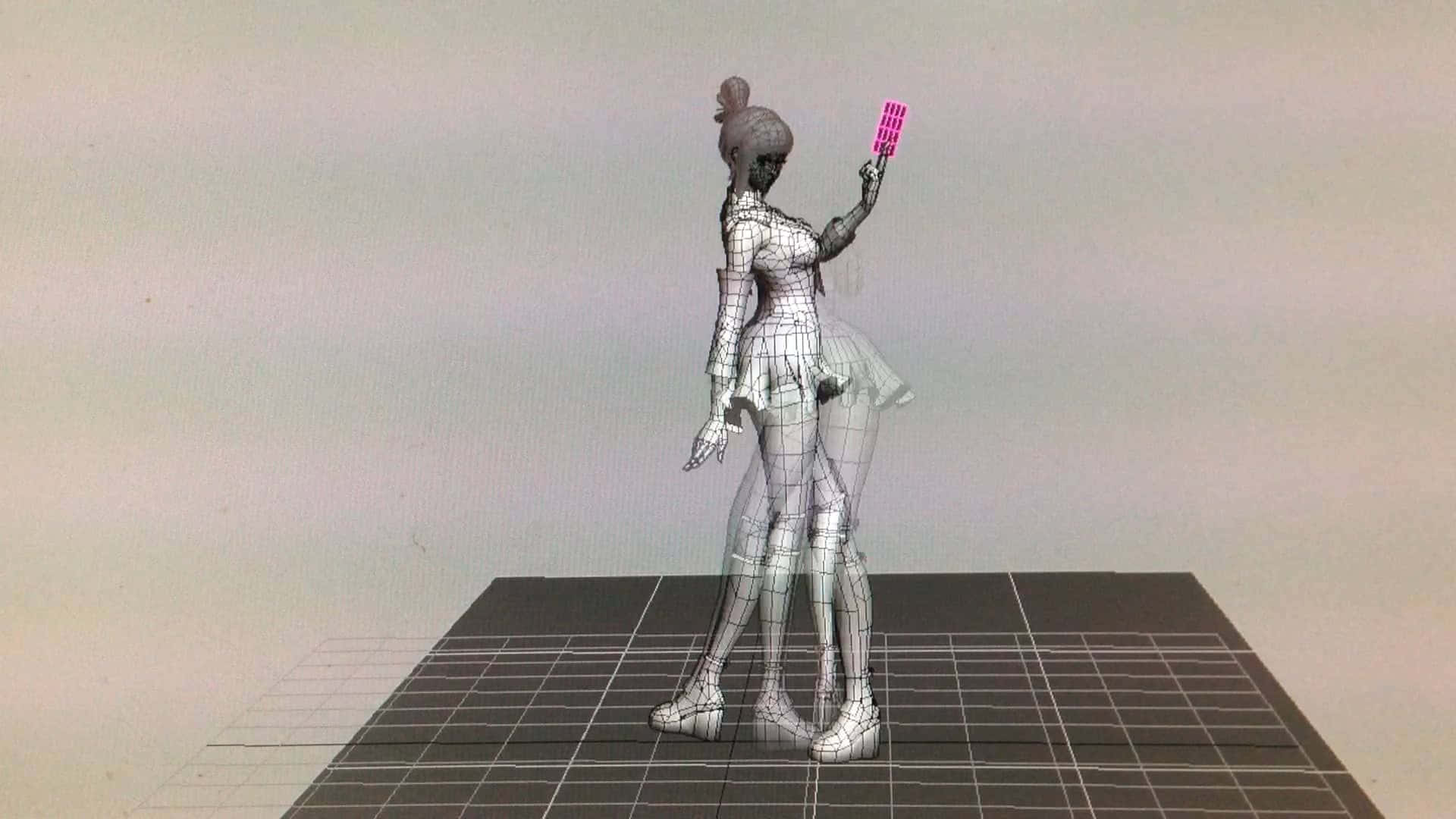 game animation, wireframe 3d model, female character, Full HD Desktop Wallpaper