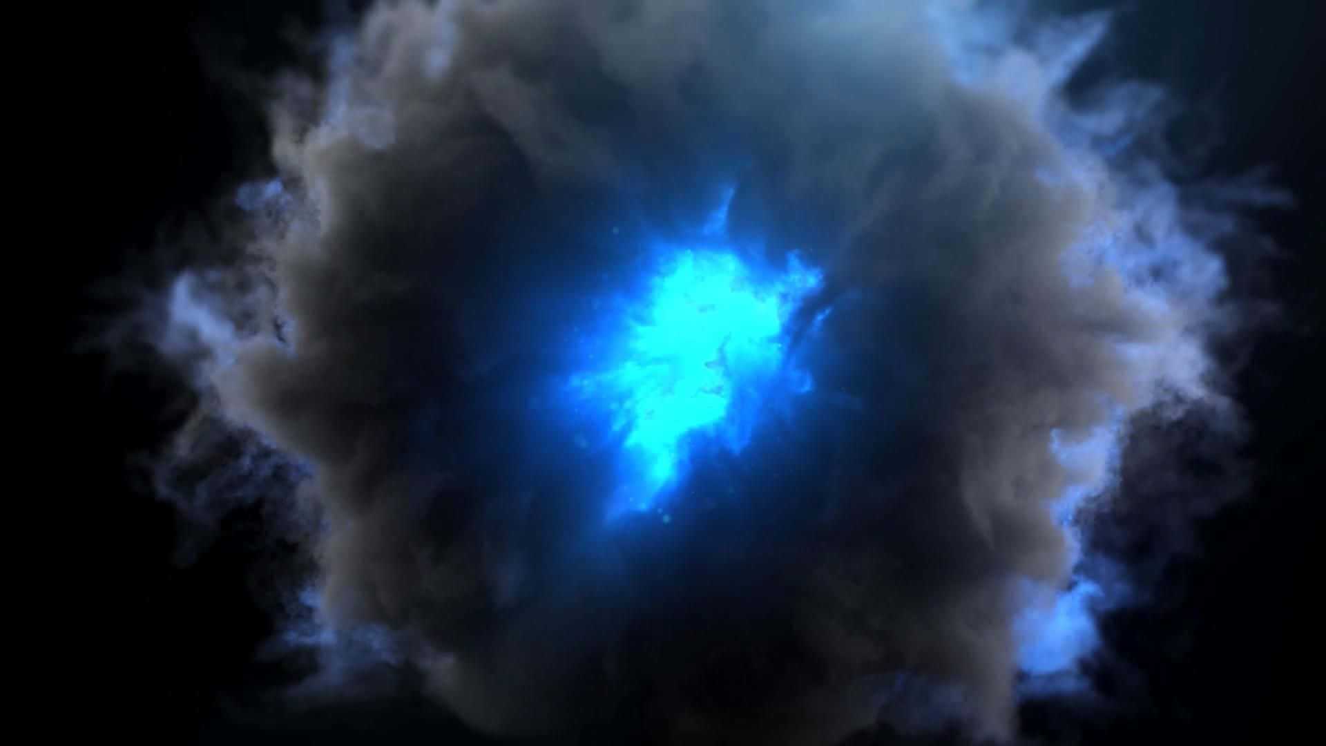 Game Animation, radiant blue energy core, swirling dark smoke, Full HD Desktop Wallpaper