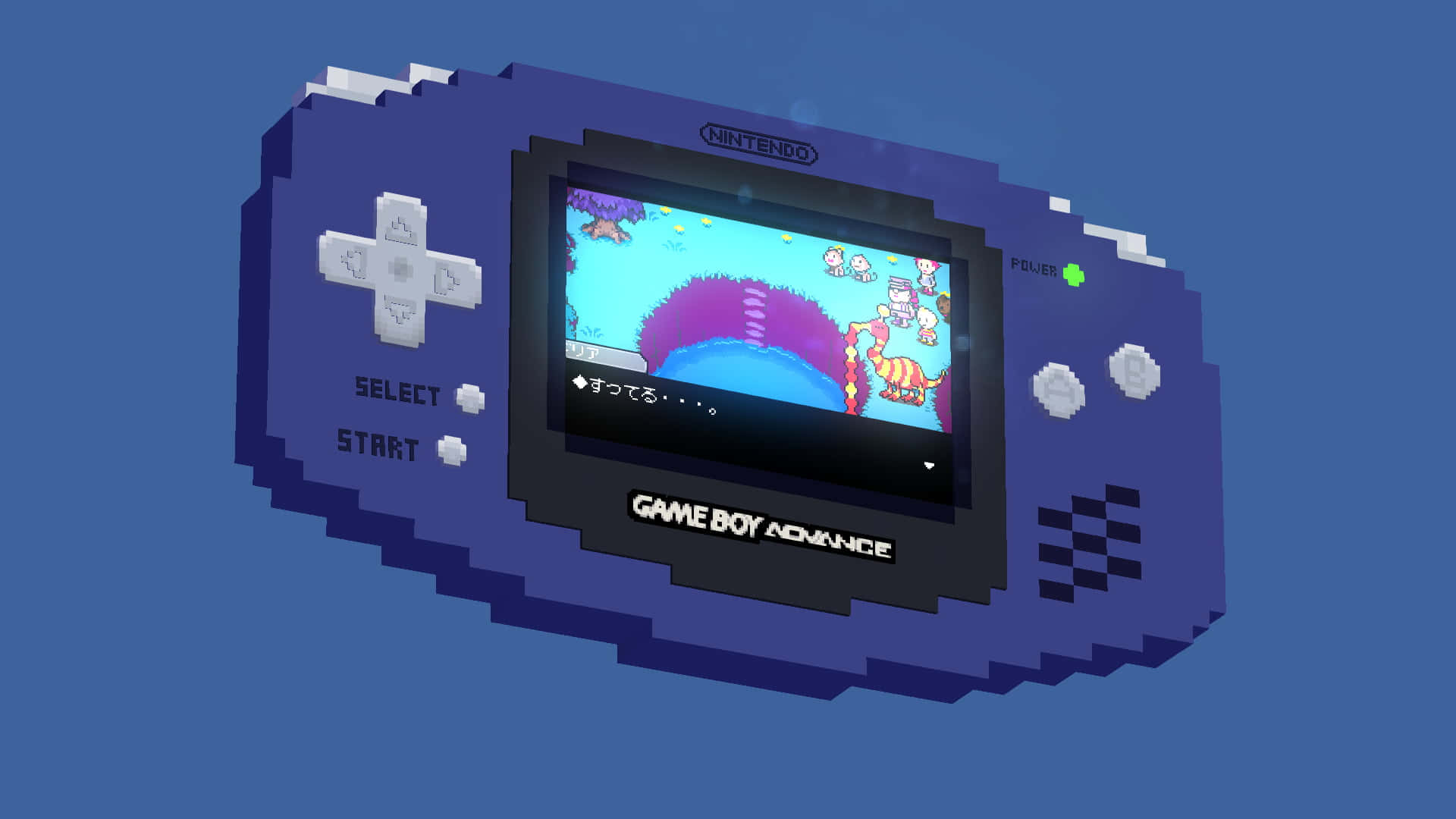 Game Boy Advance, blue, pixelated, Full HD Desktop Wallpaper