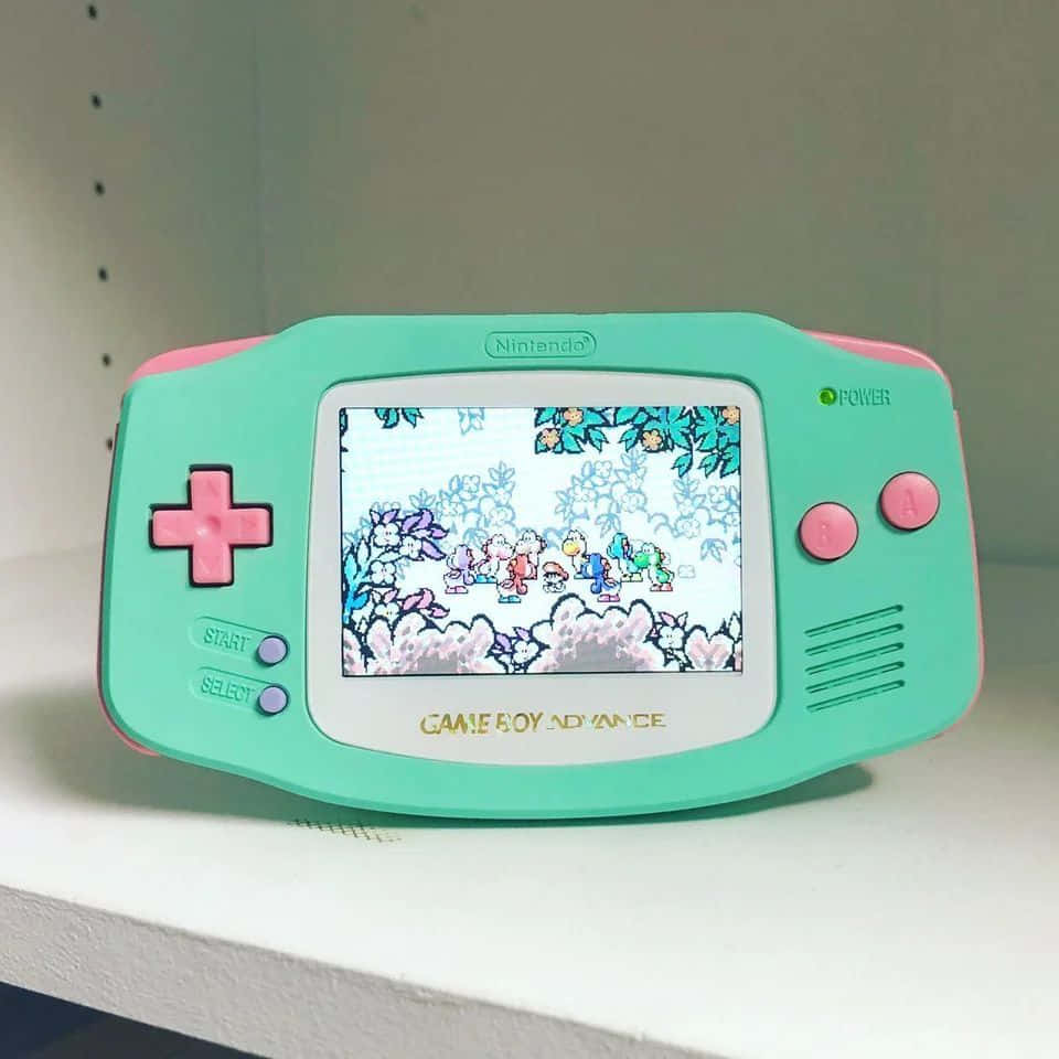 Teal Game Boy Advance, mint green, pink, SD Desktop Wallpaper