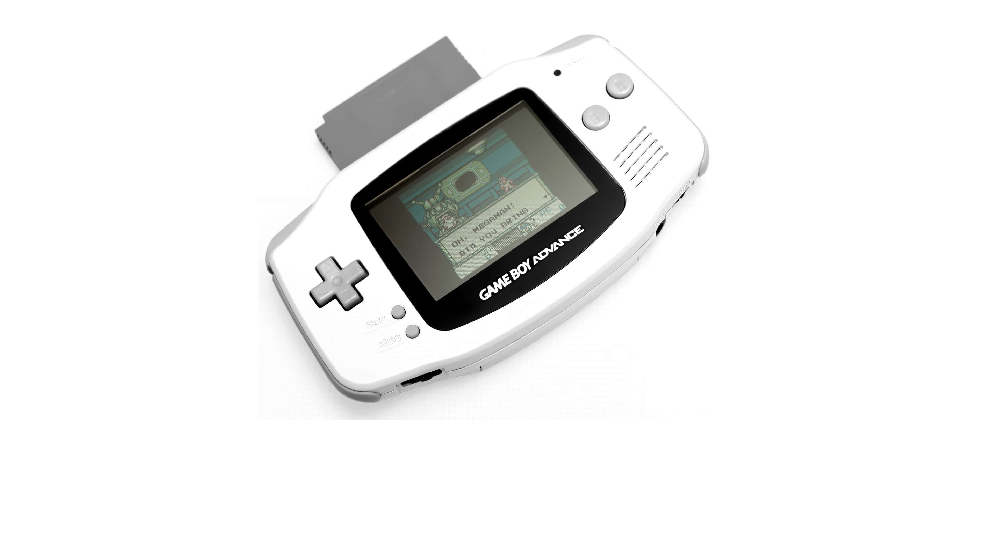 Game Boy Advance S P, white, plain white background, 2K Desktop Wallpaper