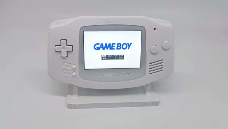 white Game Boy Advance, startup screen, plain white background, SD Desktop Wallpaper