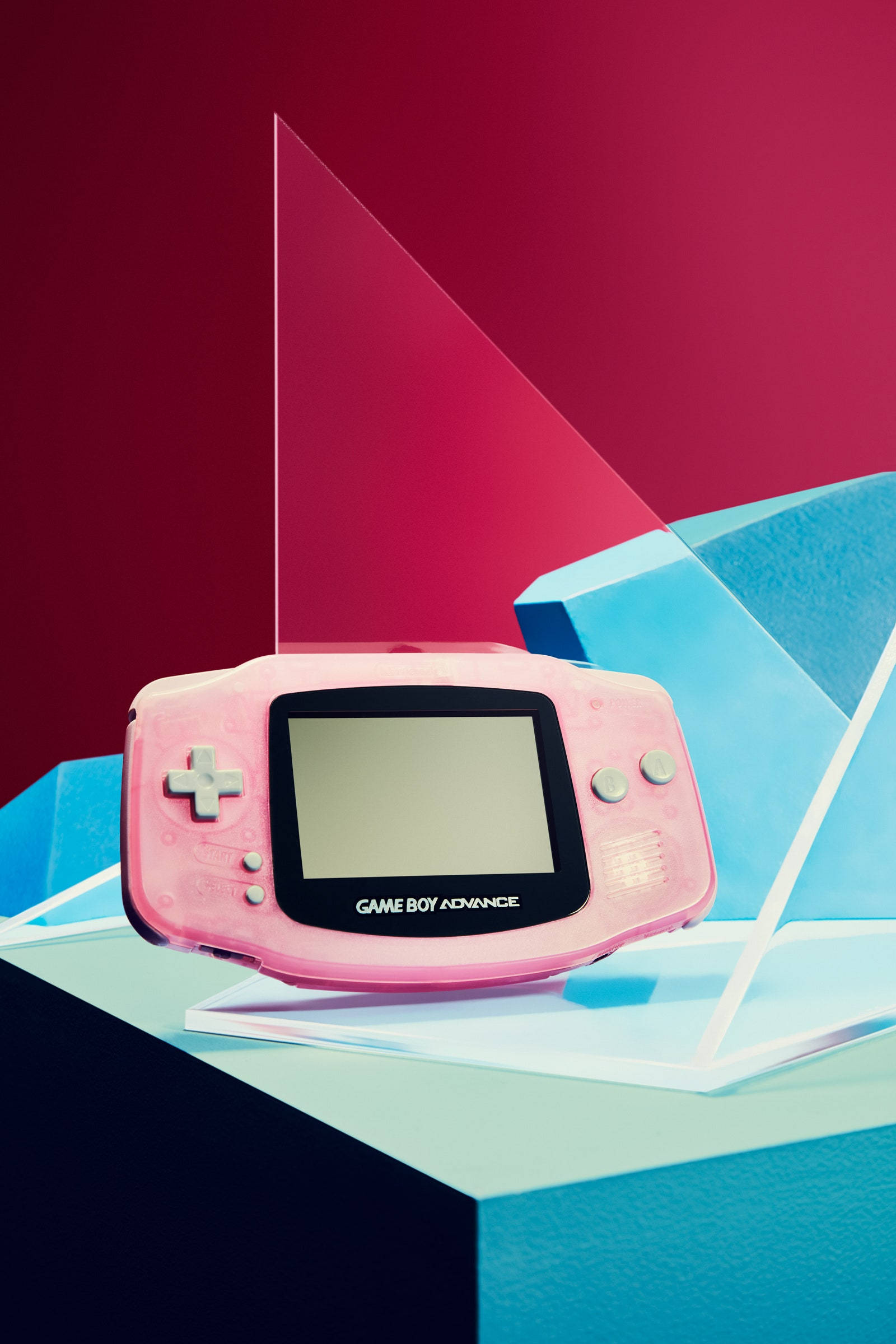 Game Boy Advance, pink, blue platform, Full HD Phone Wallpaper