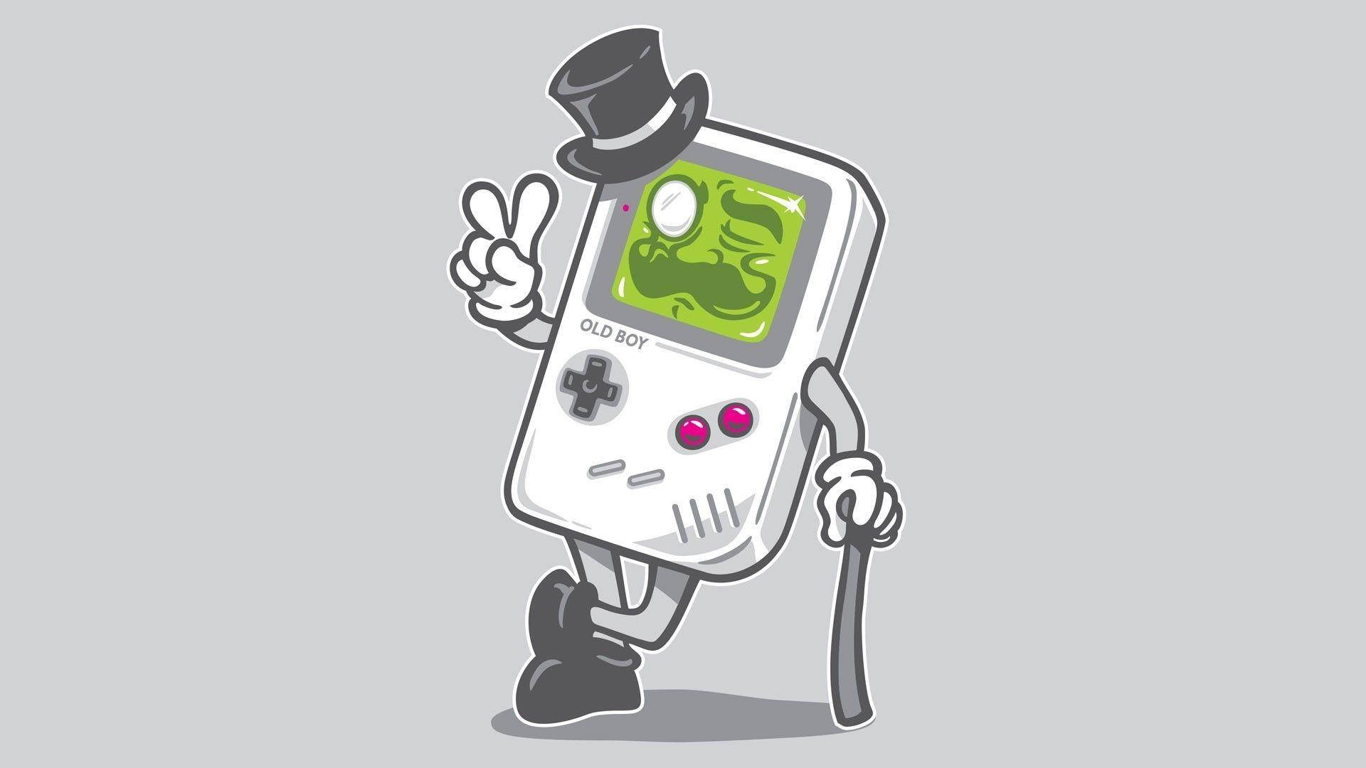 Game Boy, top hat, cane, Full HD Desktop Wallpaper