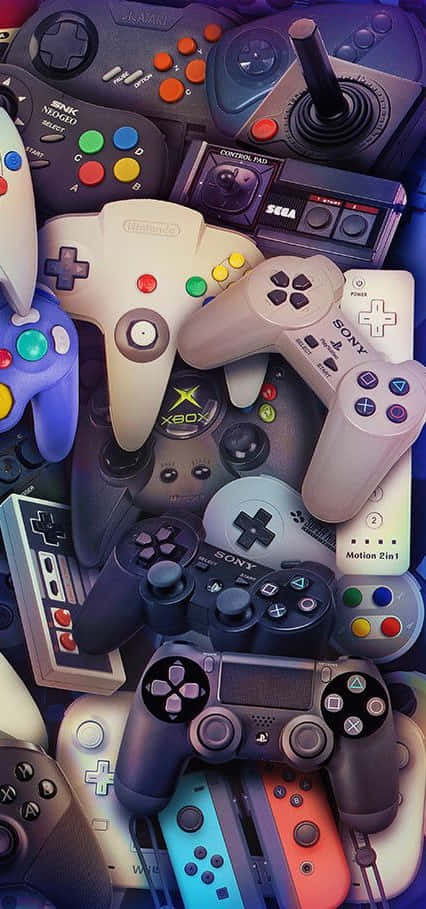 game console emulators, classic gaming controllers, modern gaming controllers, SD Phone Wallpaper
