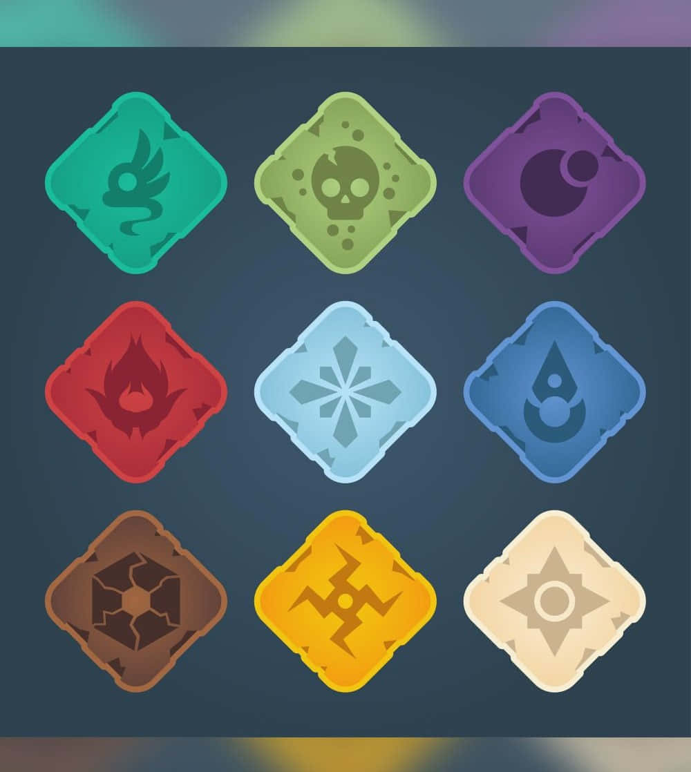 Game Design, diamond-shaped elemental icons, colorful, SD Phone Wallpaper