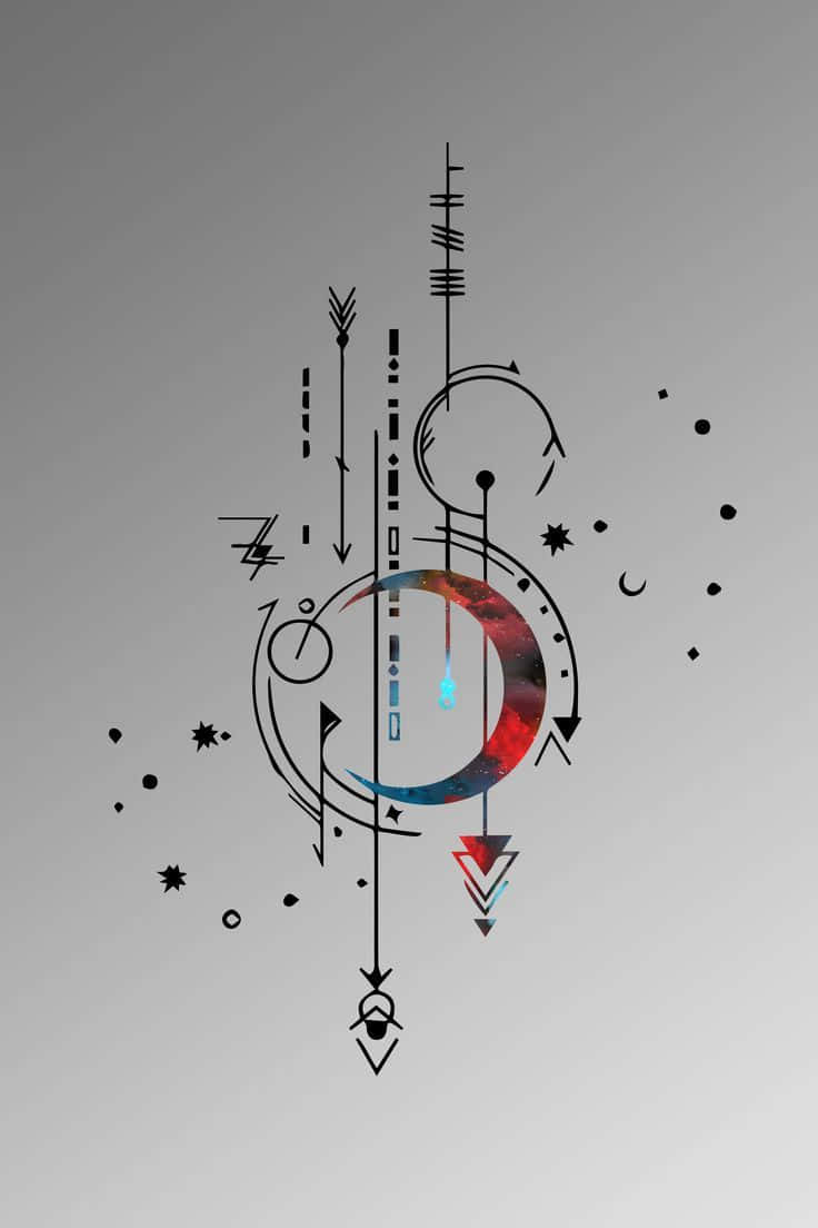game design, cosmic crescent moon, arrows, SD Phone Wallpaper