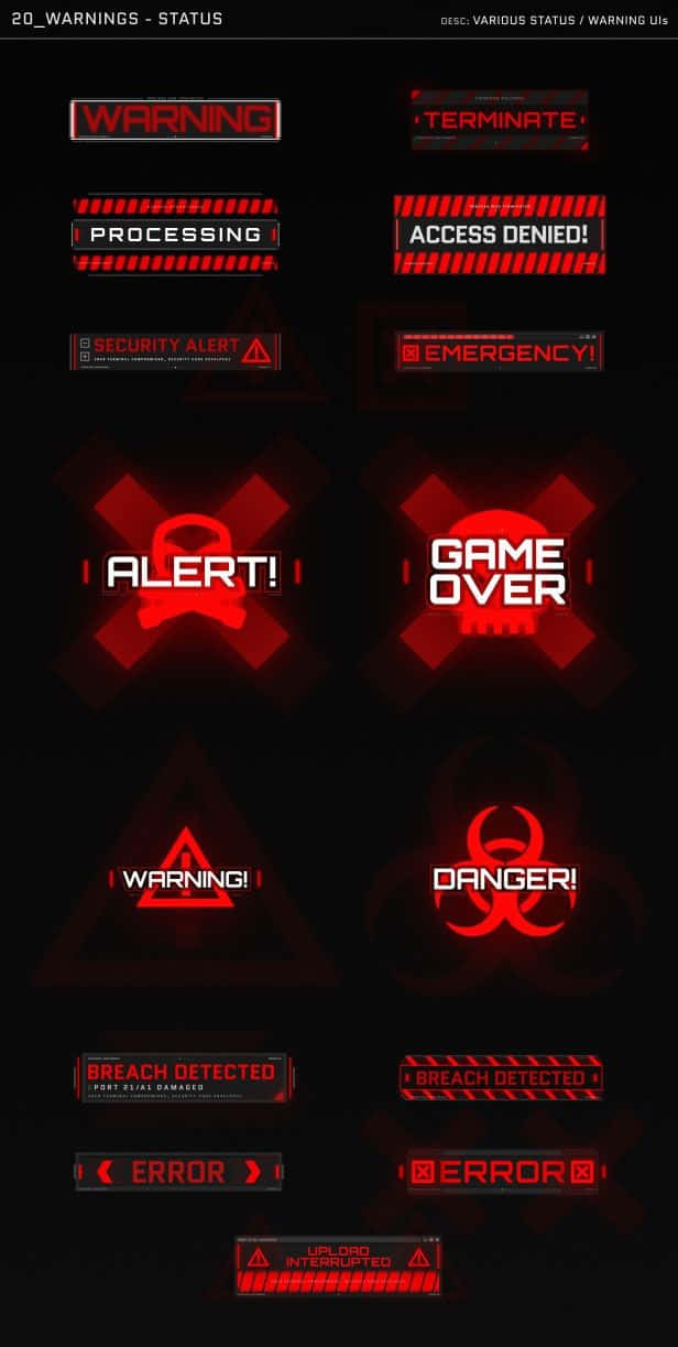 GAME OVER, ACCESS DENIED, glowing red digital warning messages, SD Phone Wallpaper