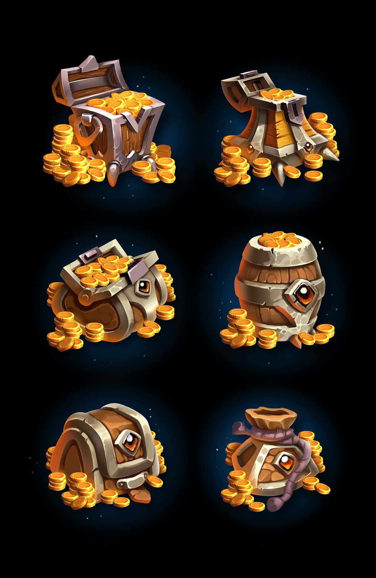 game design, treasure chests, barrels, HD Phone Wallpaper