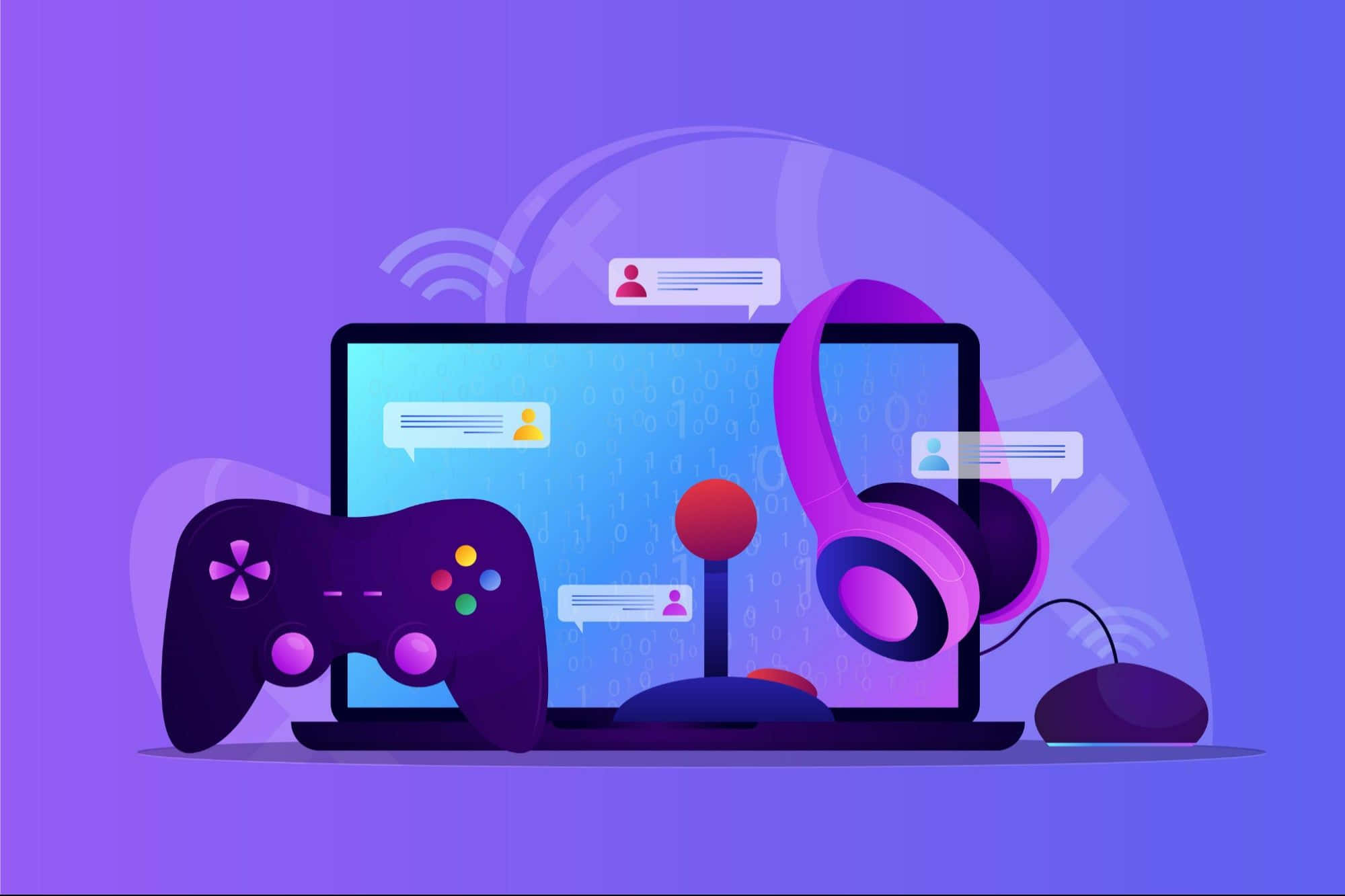 game development, vibrant purple, digital-art illustration, Full HD Desktop Wallpaper