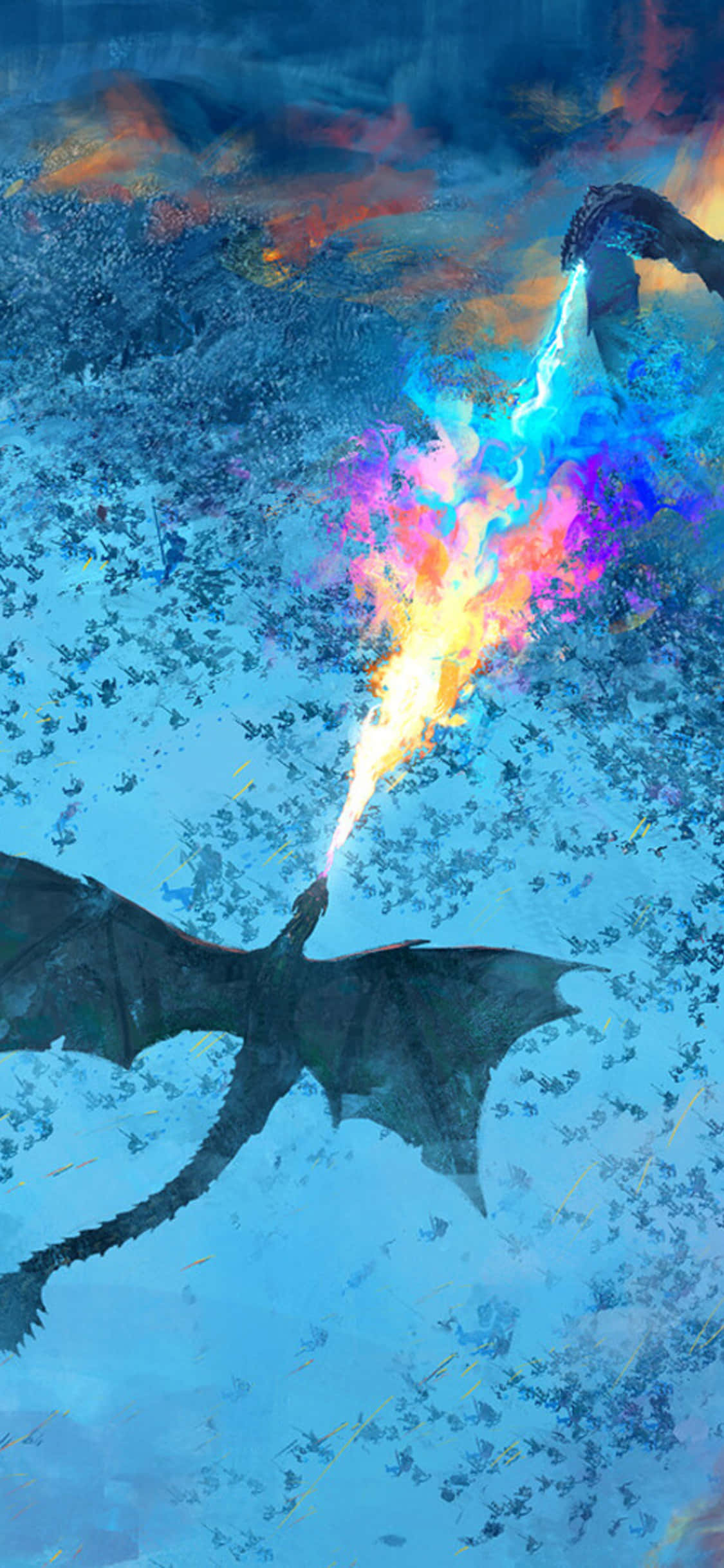 Game Of Thrones, dragon, rainbow flame, Full HD Phone Wallpaper