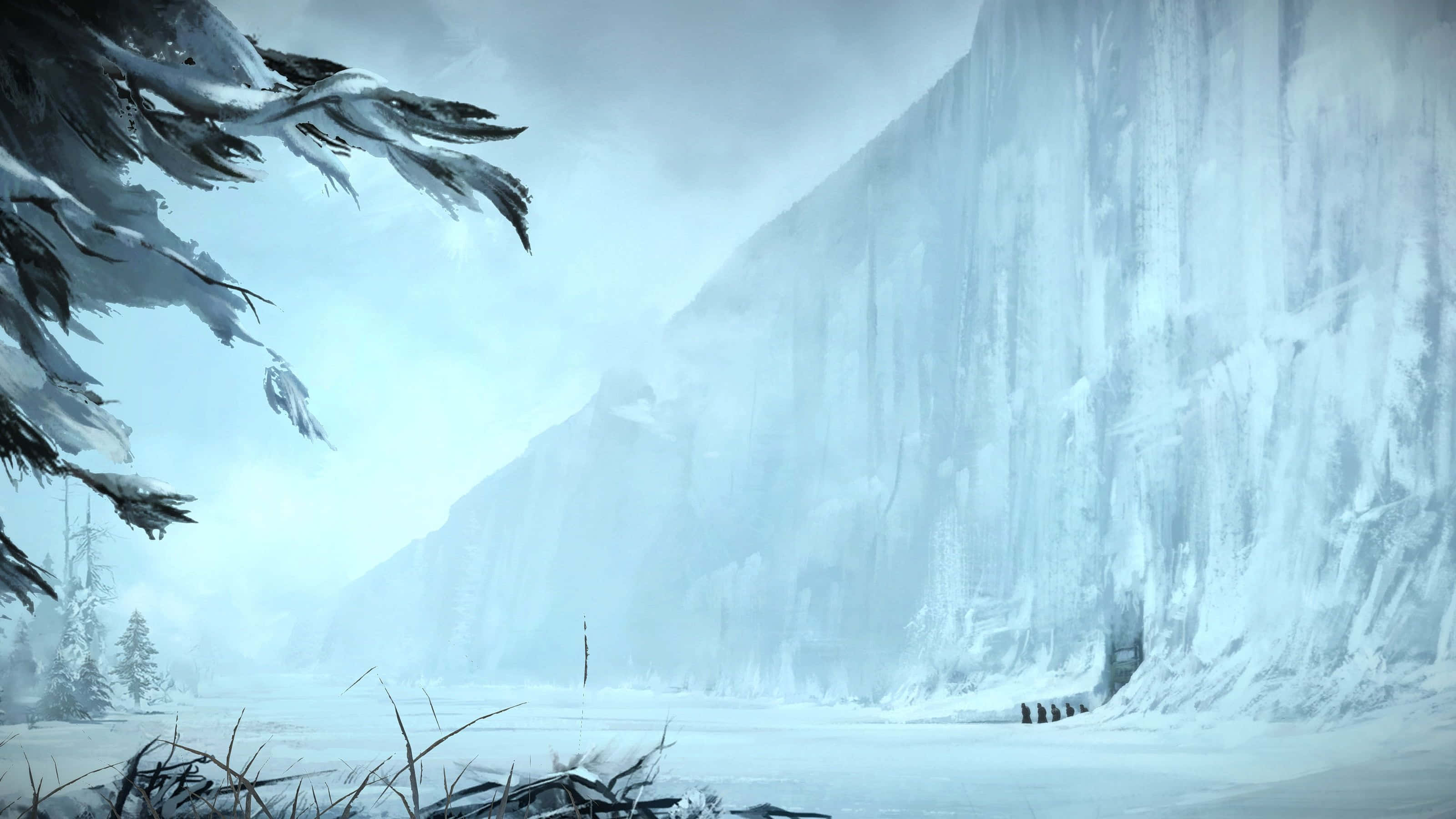 Game Of Thrones Map, snowy landscape, trees, 2K Desktop Wallpaper
