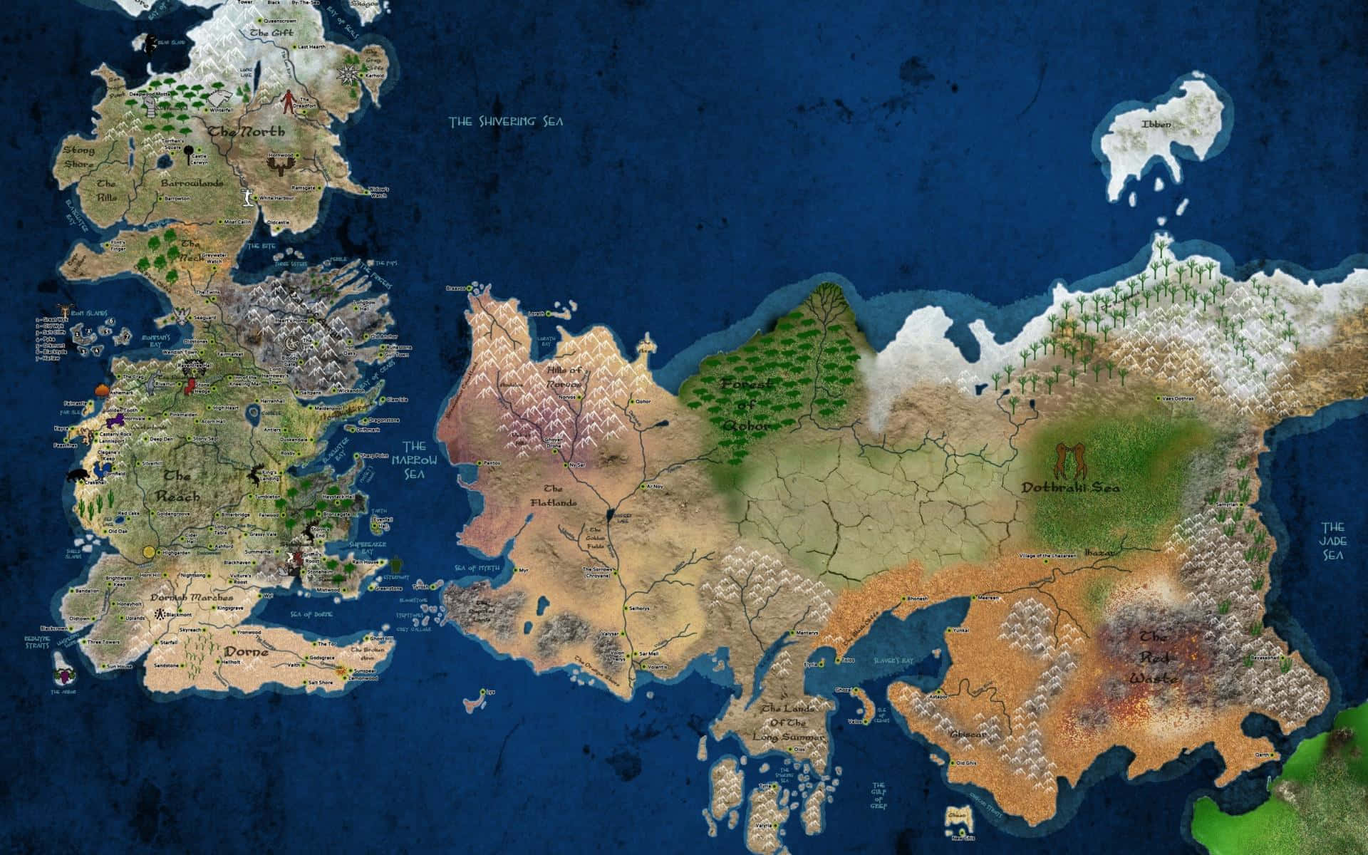 Game Of Thrones Map, blue aesthetic, known world, Full HD Desktop Wallpaper