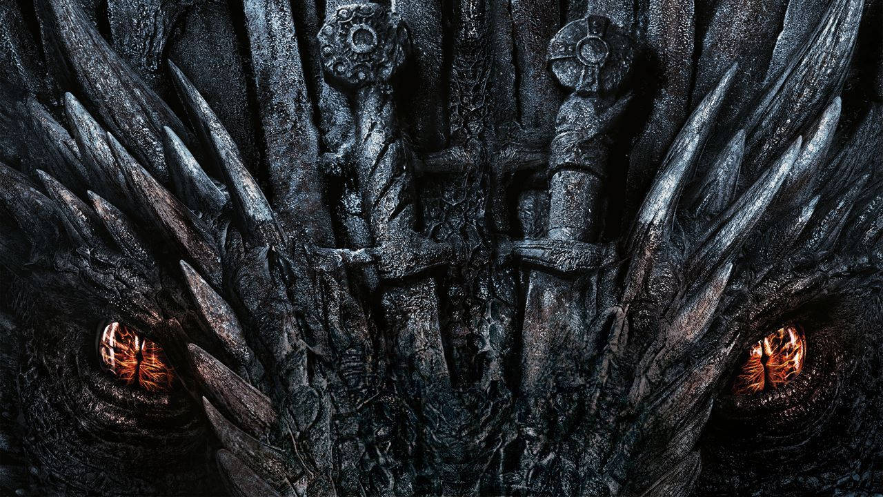 Game Of Thrones Season 8, dragon throne, glowing orange eyes, HD Desktop Wallpaper