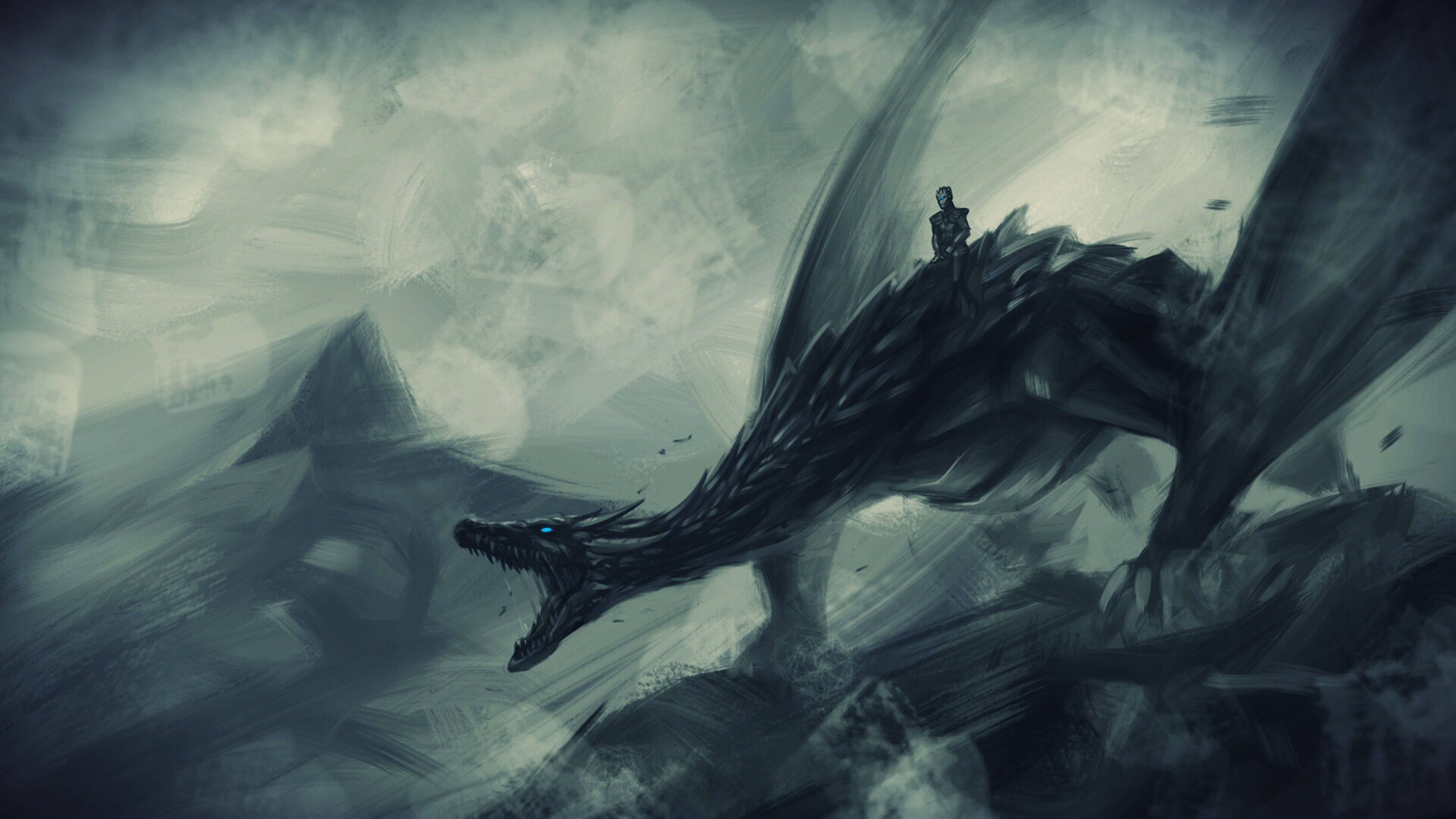Game Of Thrones, dragon, lone rider, 4K Desktop Wallpaper
