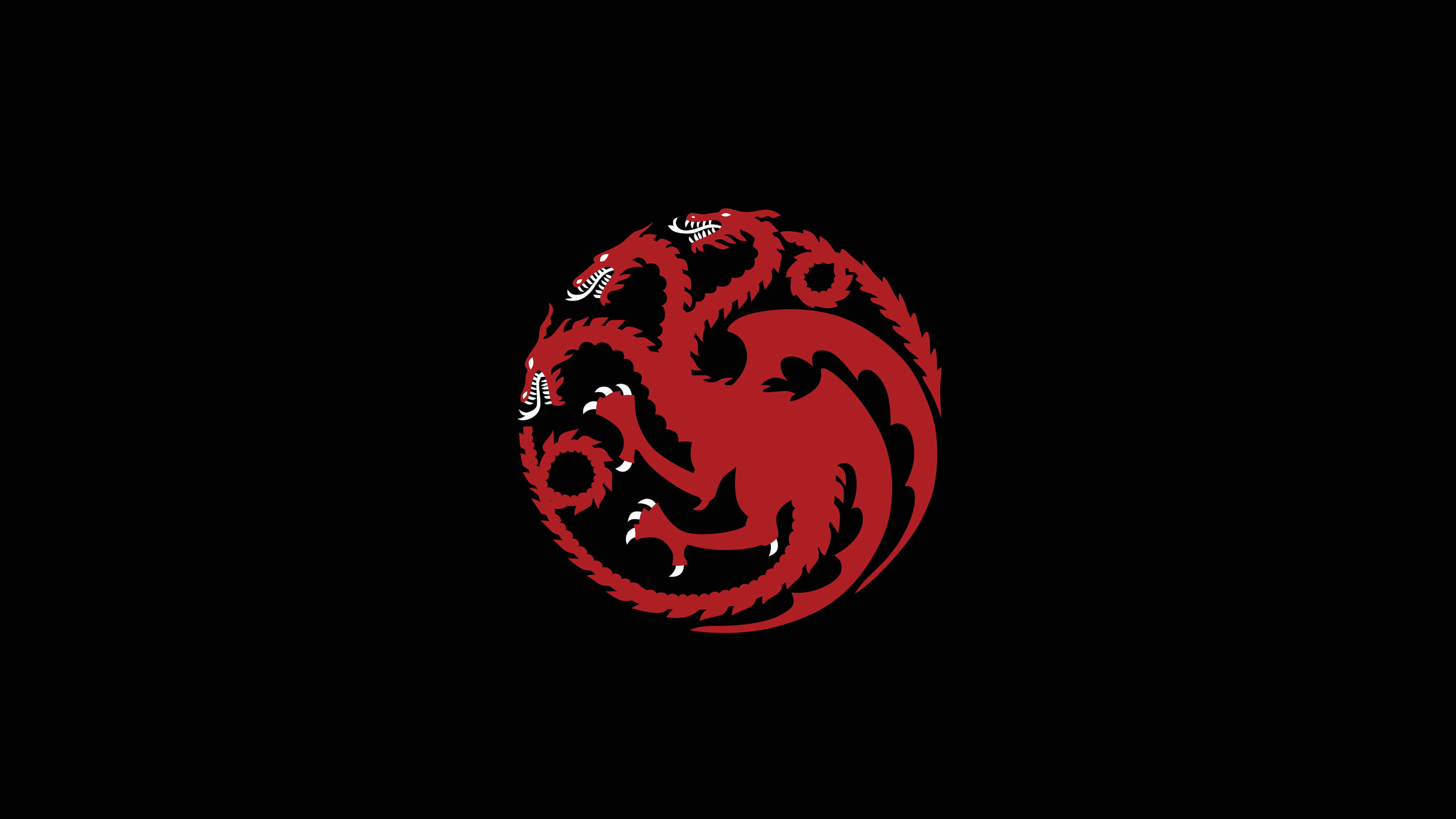 three-headed dragon, red, black background, 4K Desktop Wallpaper