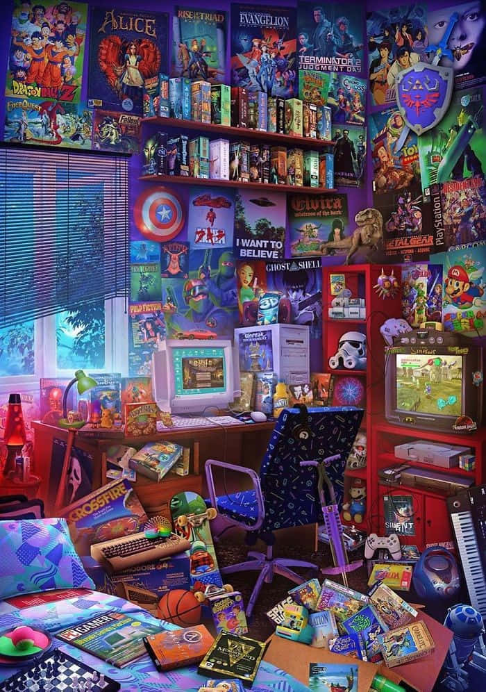 gamer's room, posters, game consoles, SD Phone Wallpaper