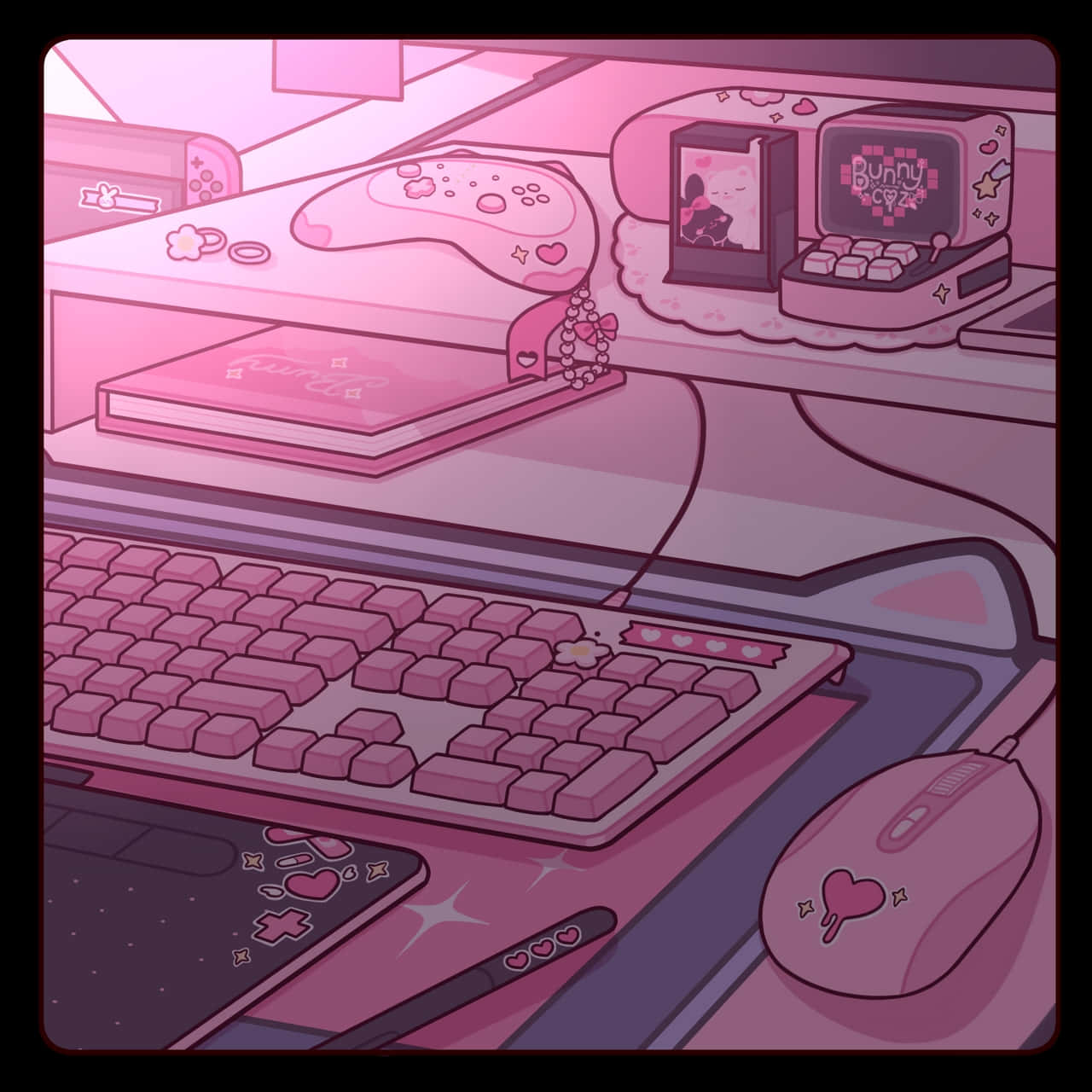 gamer aesthetic, pink setup, pastel pink, HD Desktop Wallpaper