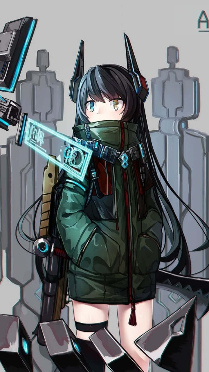 cyberpunk anime girl, glowing blue eyes, dark hair, HD Phone Wallpaper