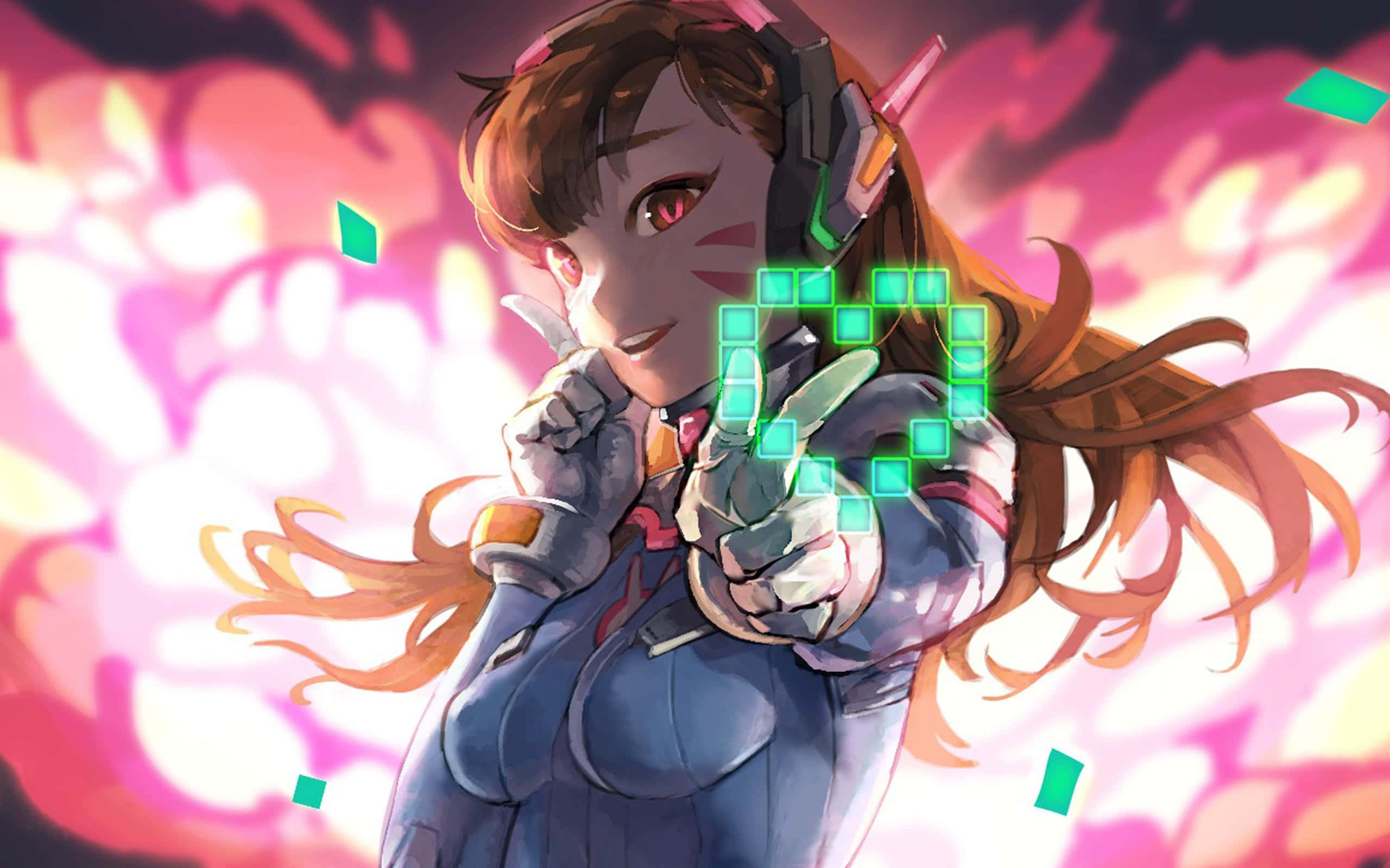 kawaii gaming girl, anime girl, futuristic gear, 2K Desktop Wallpaper
