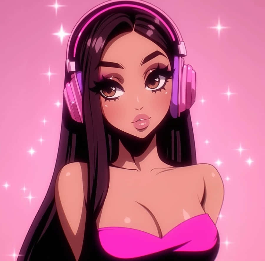 Gamer Girl Pfp, pink vibes, glowing pink headphones, SD Desktop Wallpaper